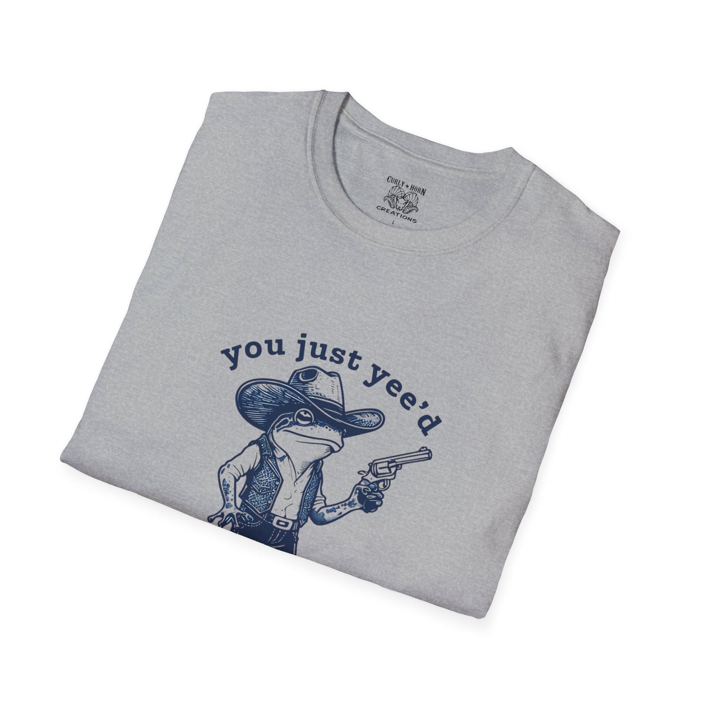 Funny Western Frog Unisex Softstyle T-Shirt with Quirky Quote