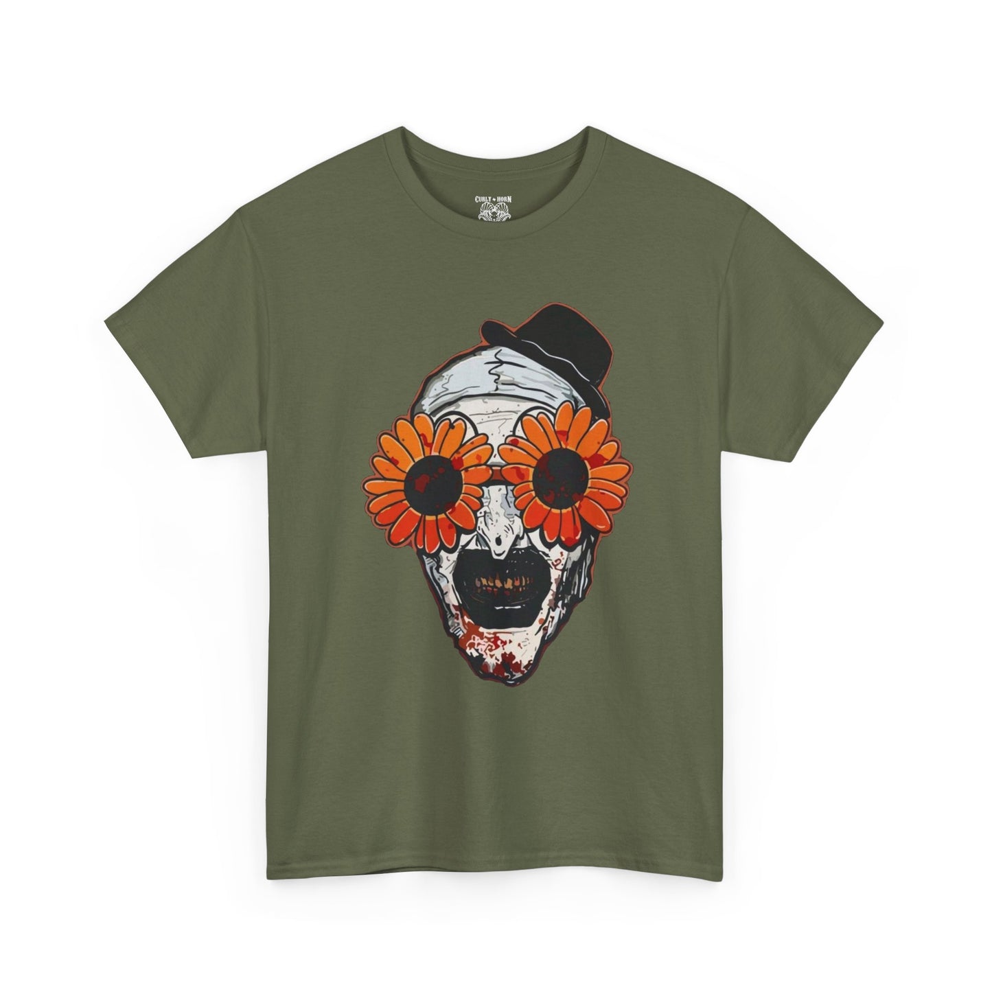 Terrifier Skull Tee with Floral Glasses, Unisex Cotton Shirt, Trendy Graphic T-Shirt, Quirky Casual Wear, Unique Gift for Him or Her