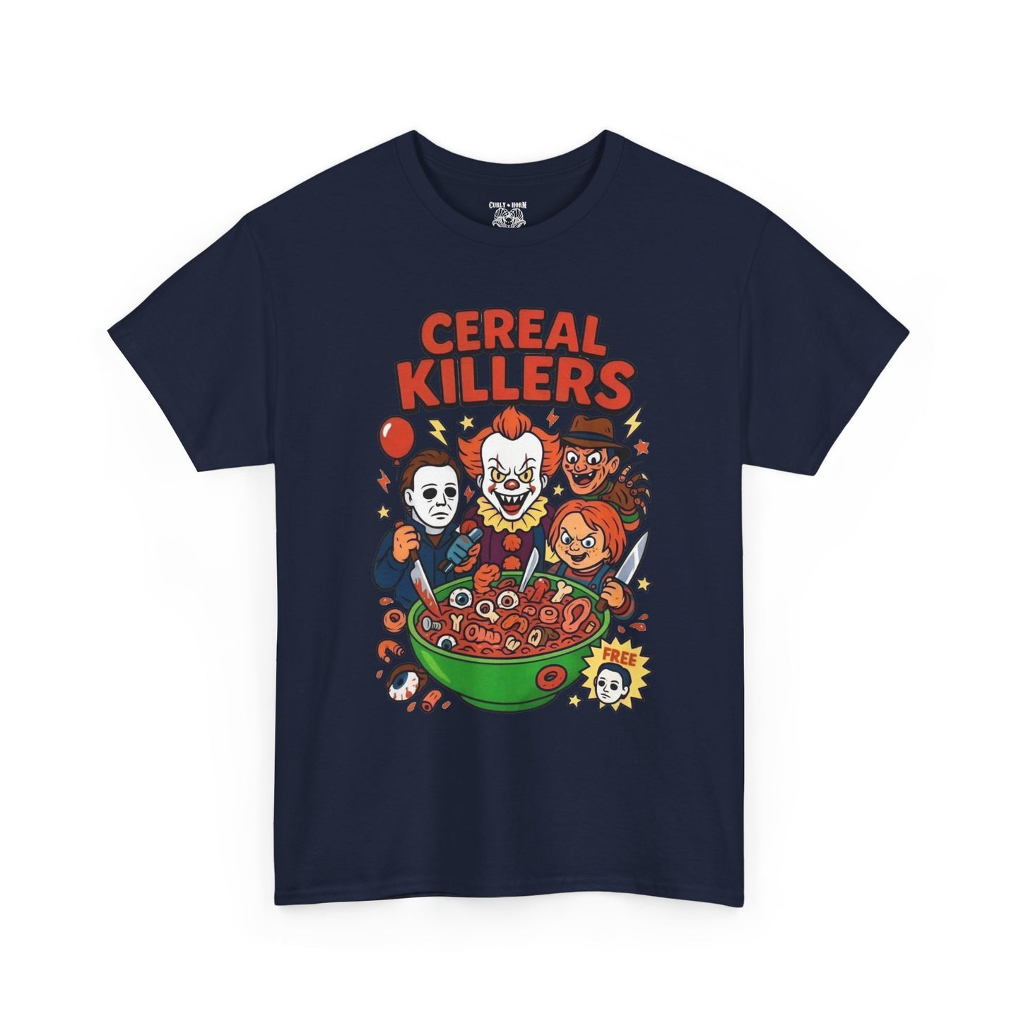 Cereal Killers Tee - Fun Halloween T-Shirt, Horror Movie Merch, Unisex Graphic Shirt, Spooky Costume Top, Unique Gift Idea