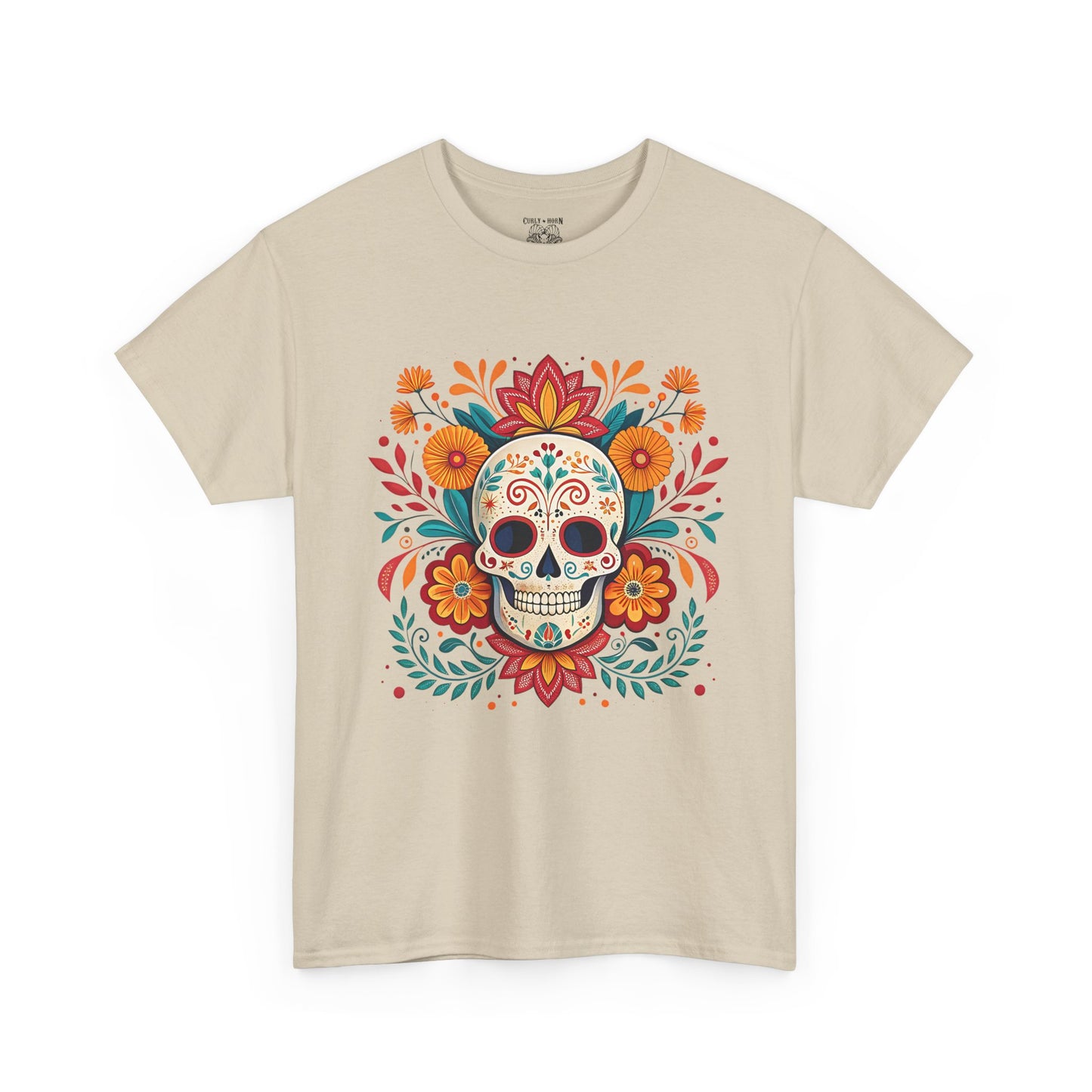 Colorful Skull Floral Tee, Day of the Dead Shirt, Unisex Graphic Tee, Casual Wear, Gift for Halloween, Festival Attire