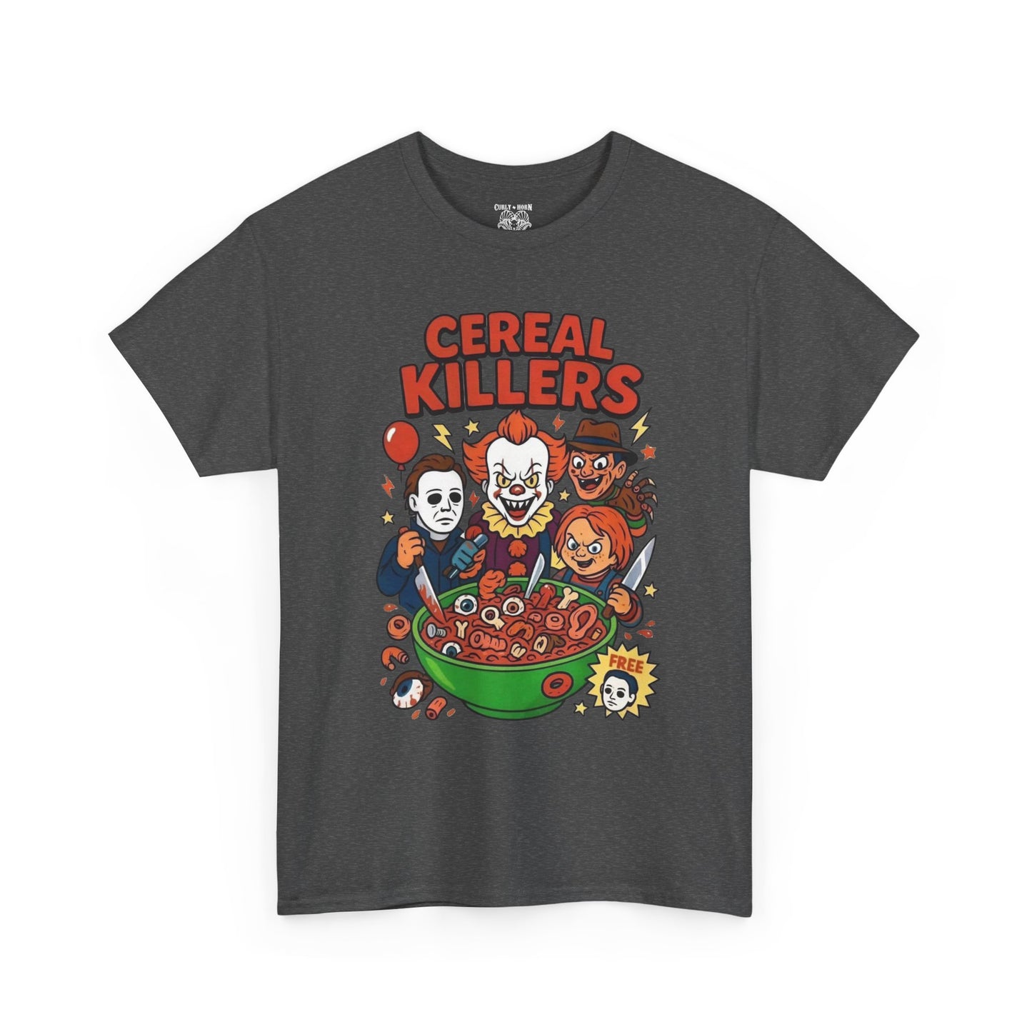 Cereal Killers Tee - Fun Halloween T-Shirt, Horror Movie Merch, Unisex Graphic Shirt, Spooky Costume Top, Unique Gift Idea