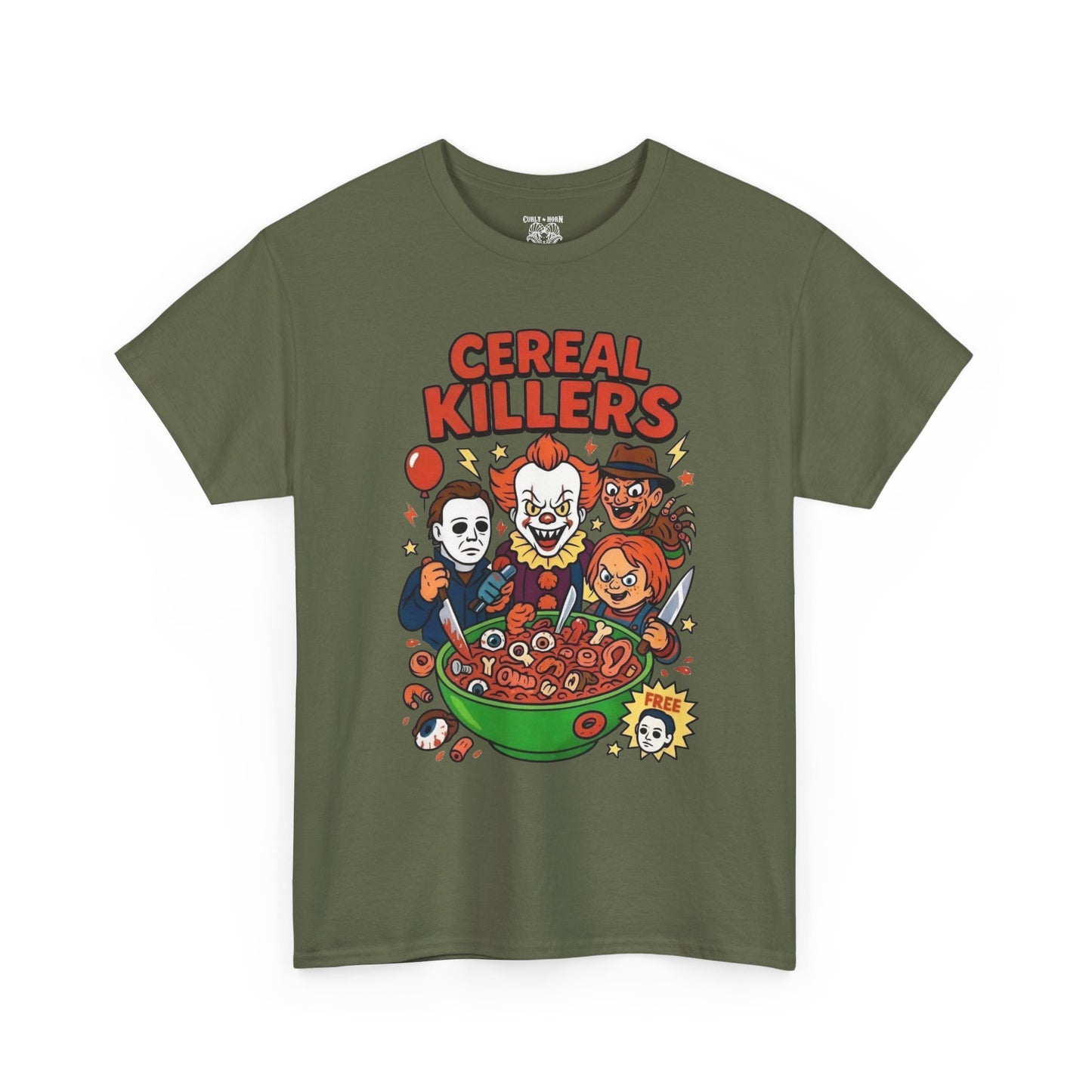 Cereal Killers Tee - Fun Halloween T-Shirt, Horror Movie Merch, Unisex Graphic Shirt, Spooky Costume Top, Unique Gift Idea