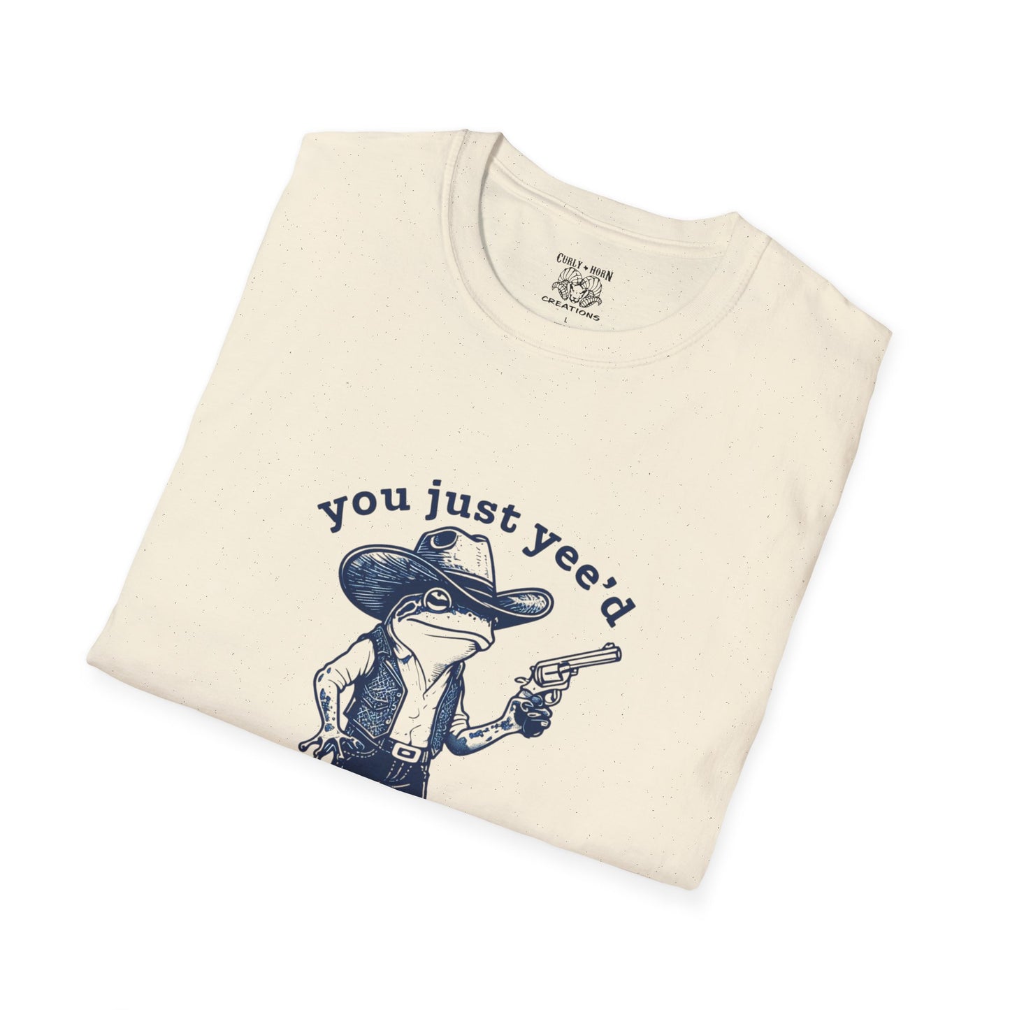 Funny Western Frog Unisex Softstyle T-Shirt with Quirky Quote