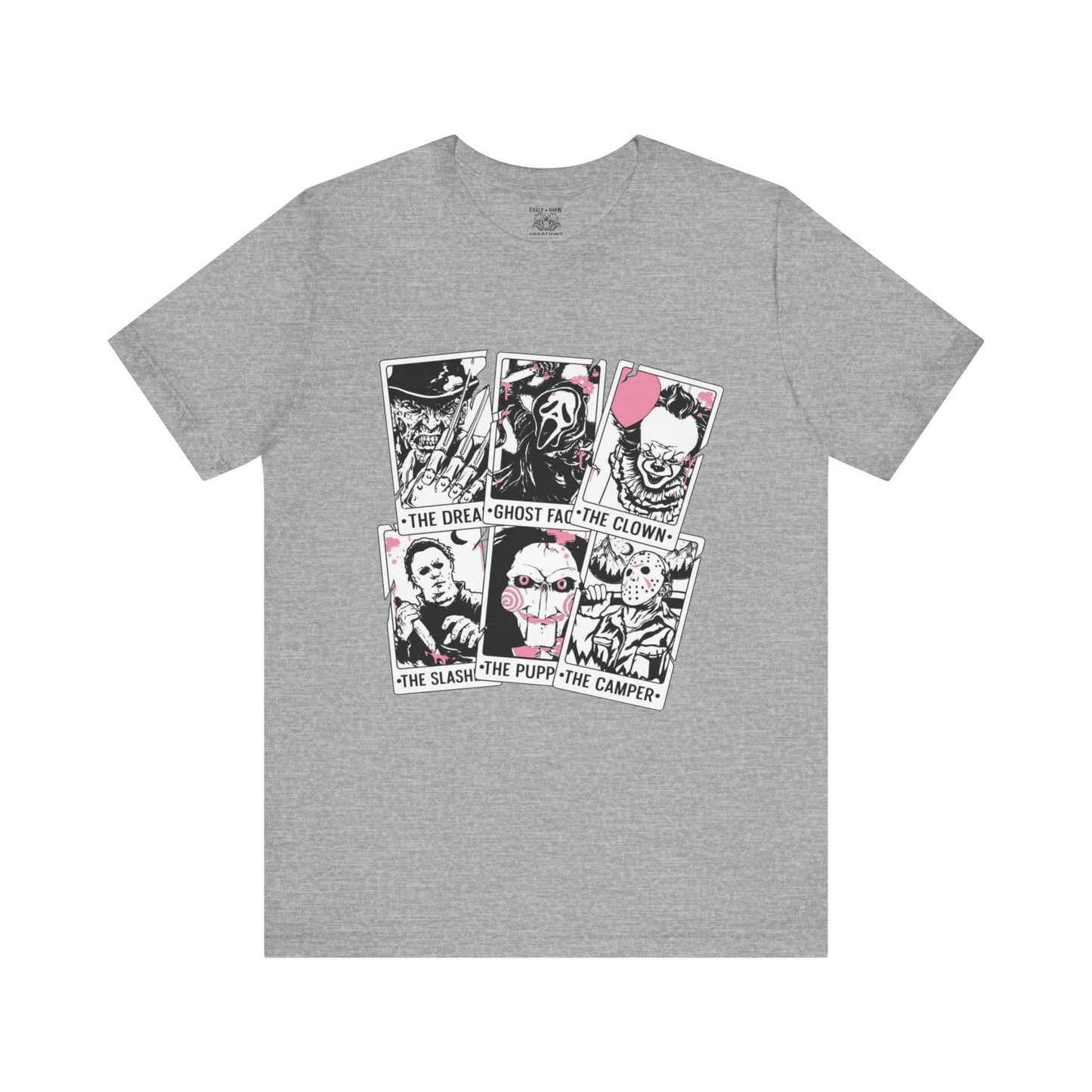 Horror Vibes Graphic Tee, Unisex Short Sleeve Shirt, Perfect for Halloween, Movie Night, Gift for Horror Fans, Casual Wear