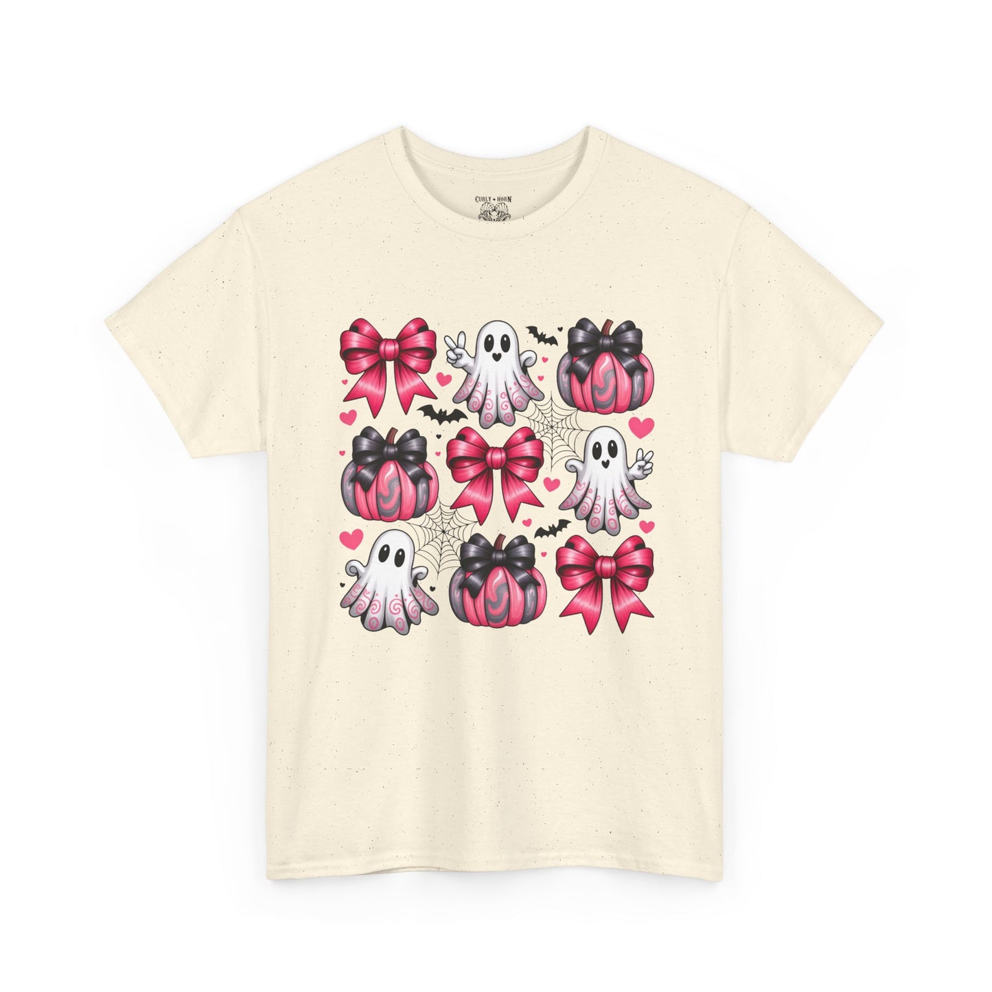 Cute Ghosts & Bows Tee, Halloween Shirt, Unisex Fun Fashion, Gift for Kids and Teens, Spooky Vibes, Holiday Apparel