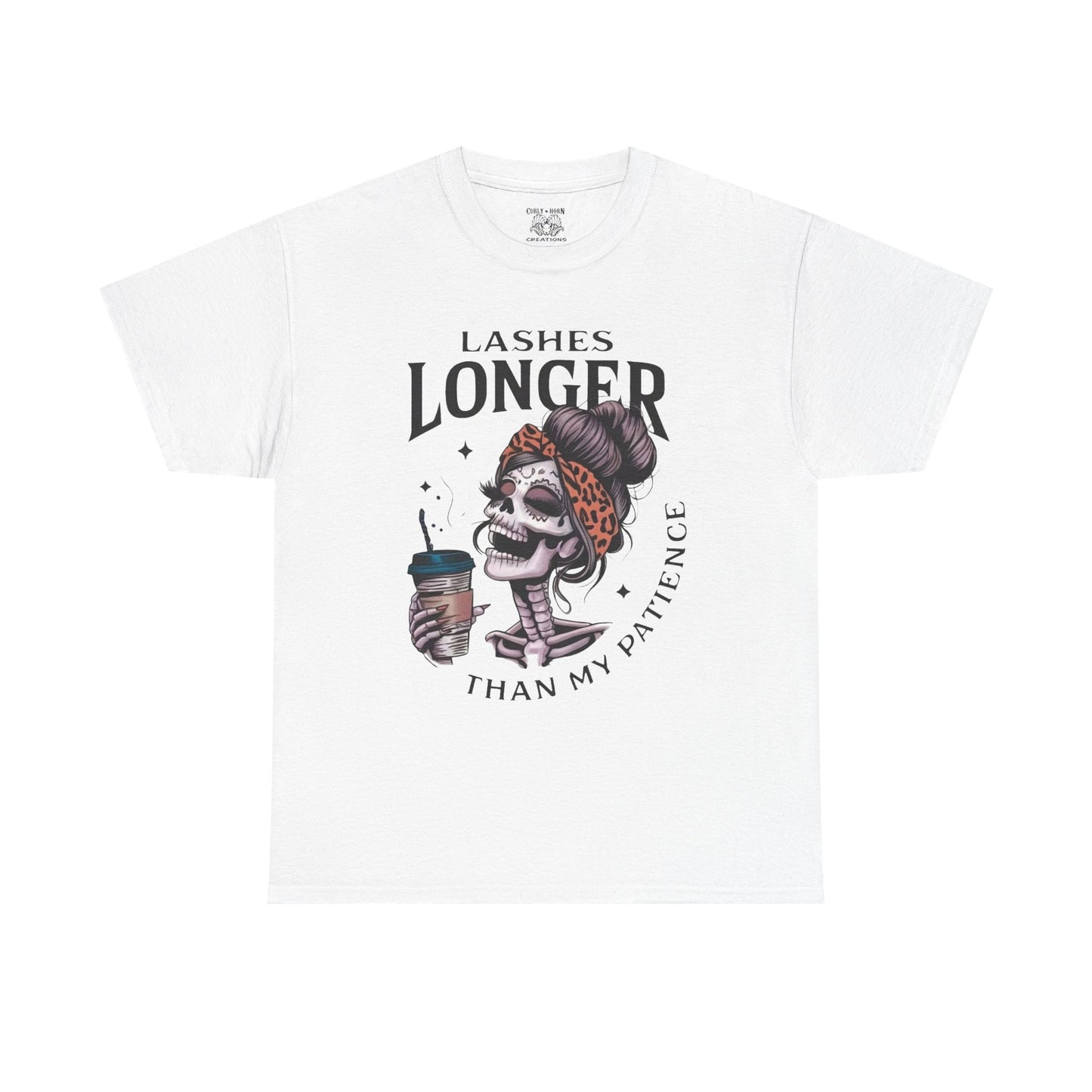 Stylish Graphic Tee - Lashes Longer Than My Patience, Funny Quote Shirt, Casual Wear, Gift for Makeup Lovers, Trendy Apparel