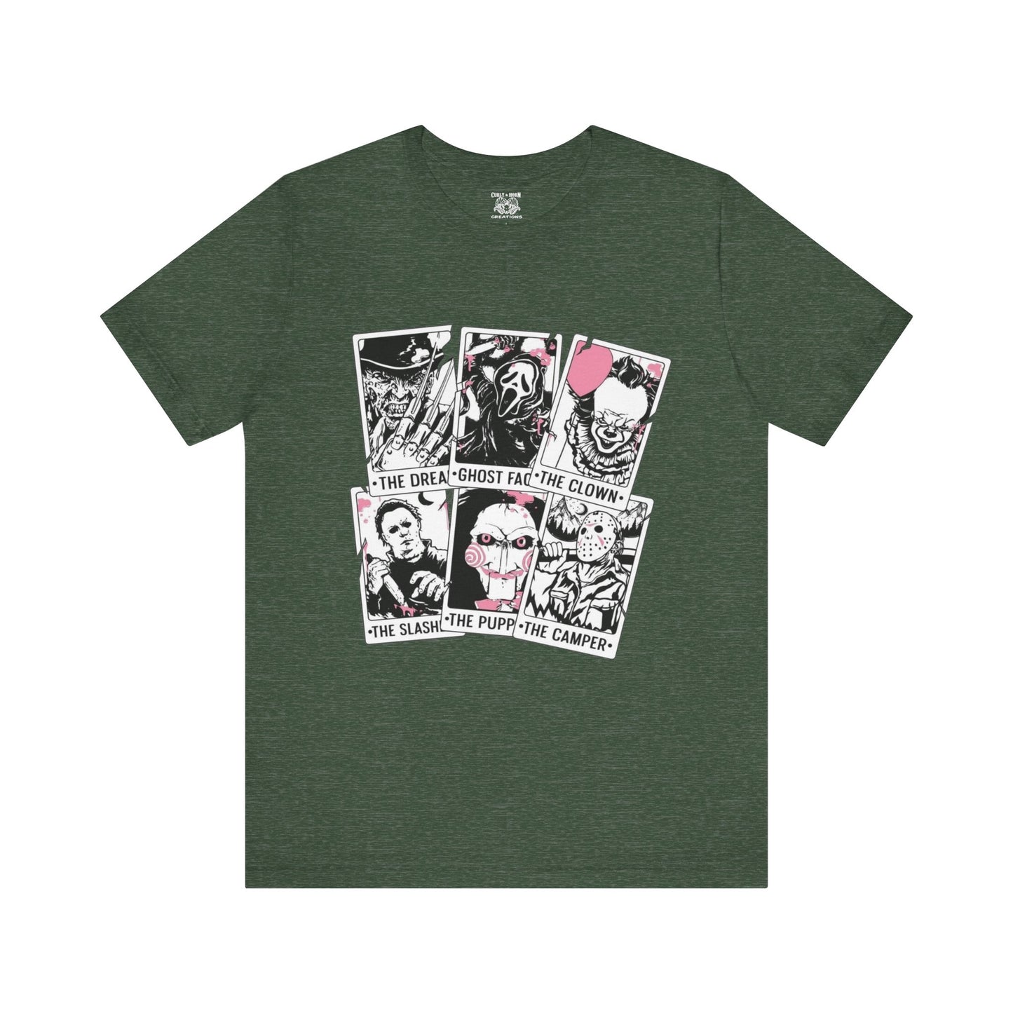 Horror Vibes Graphic Tee, Unisex Short Sleeve Shirt, Perfect for Halloween, Movie Night, Gift for Horror Fans, Casual Wear