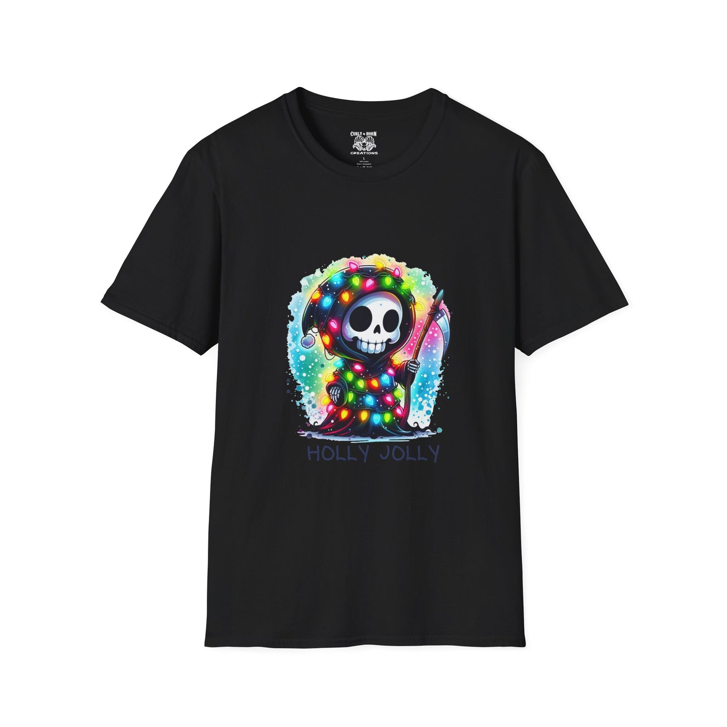 Holly Jolly Skull T-Shirt - Fun Unisex Tee for Holiday Cheer, Halloween, Christmas, Gift for Friends, Graphic Shirt