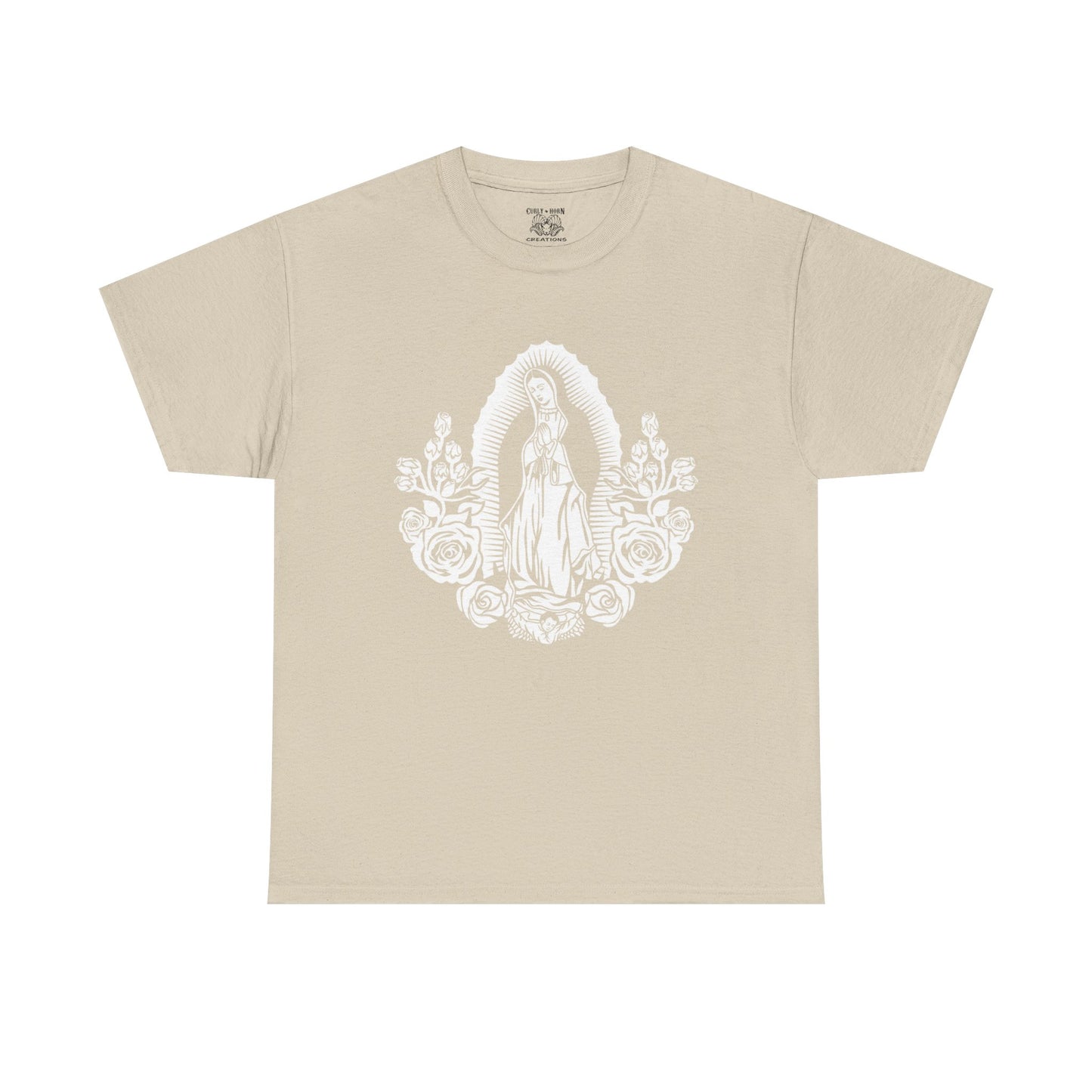 Religious Virgen De Guadalupe Tee, Unisex Heavy Cotton Tee, Vintage Spiritual Shirt, Casual Faith Apparel, Everyday Wear