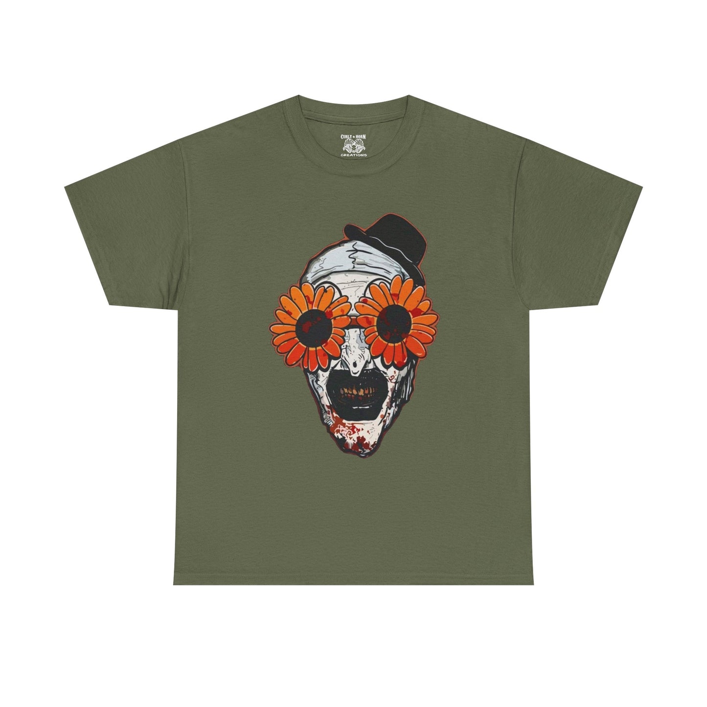 Terrifier Skull Tee with Floral Glasses, Unisex Cotton Shirt, Trendy Graphic T-Shirt, Quirky Casual Wear, Unique Gift for Him or Her
