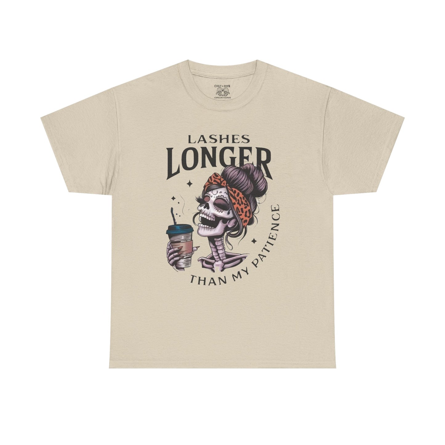 Stylish Graphic Tee - Lashes Longer Than My Patience, Funny Quote Shirt, Casual Wear, Gift for Makeup Lovers, Trendy Apparel