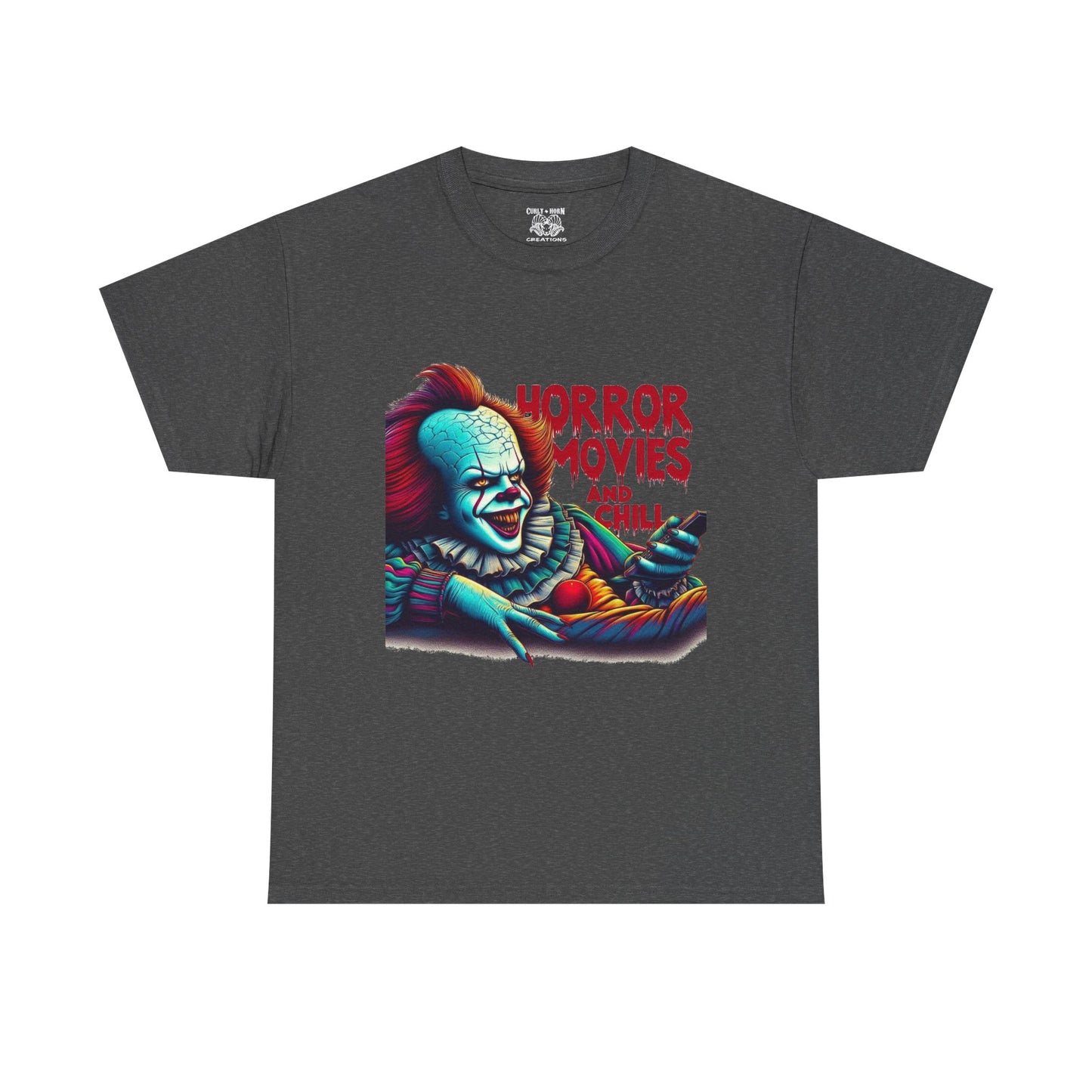 Pennywise Horror Movies Heavy Cotton Tee, Funny Scary Shirt, Movie Night Outfit, Unisex Graphic Tee, Halloween Gift