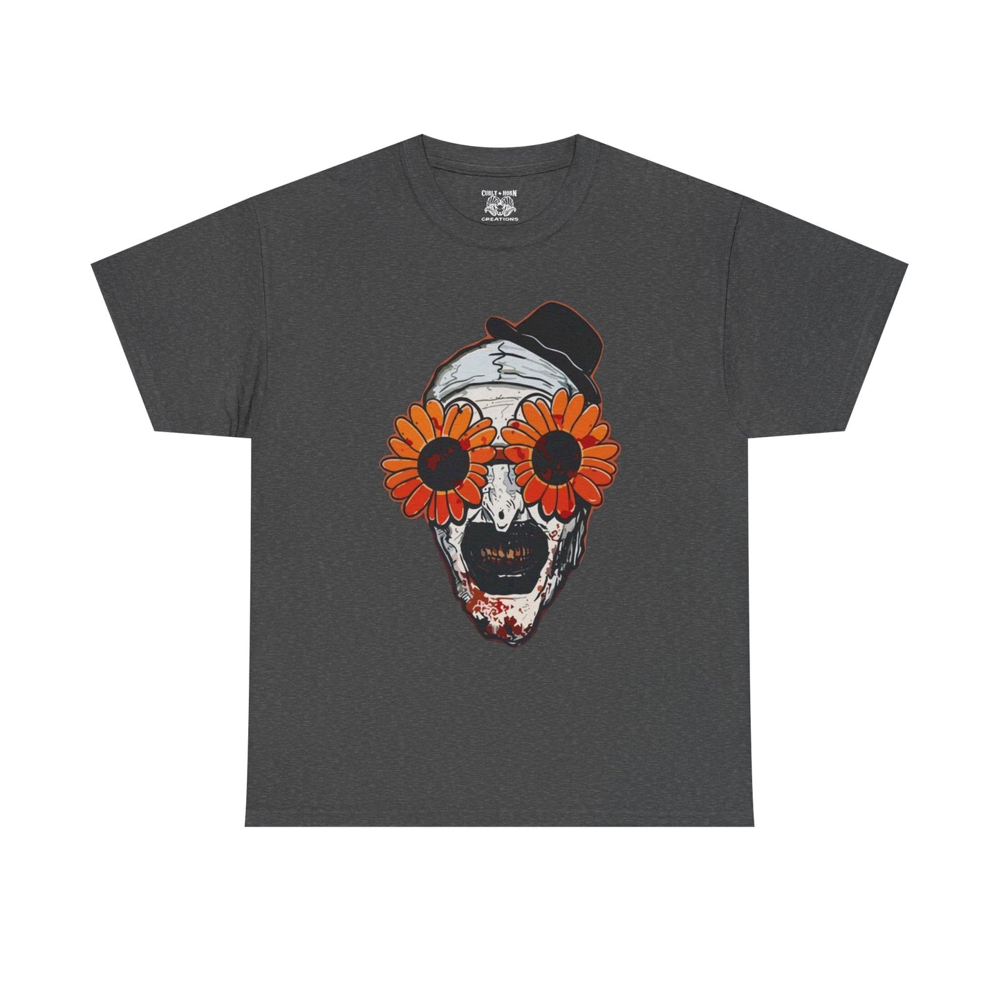 Terrifier Skull Tee with Floral Glasses, Unisex Cotton Shirt, Trendy Graphic T-Shirt, Quirky Casual Wear, Unique Gift for Him or Her