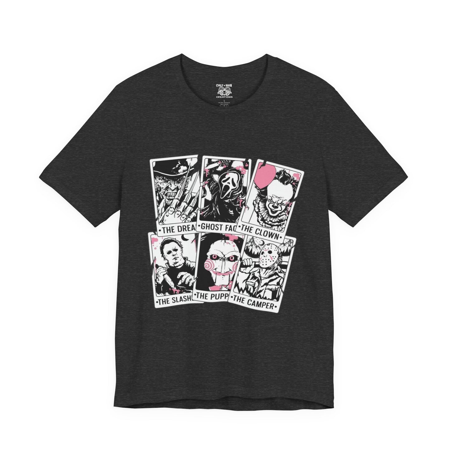 Horror Vibes Graphic Tee, Unisex Short Sleeve Shirt, Perfect for Halloween, Movie Night, Gift for Horror Fans, Casual Wear