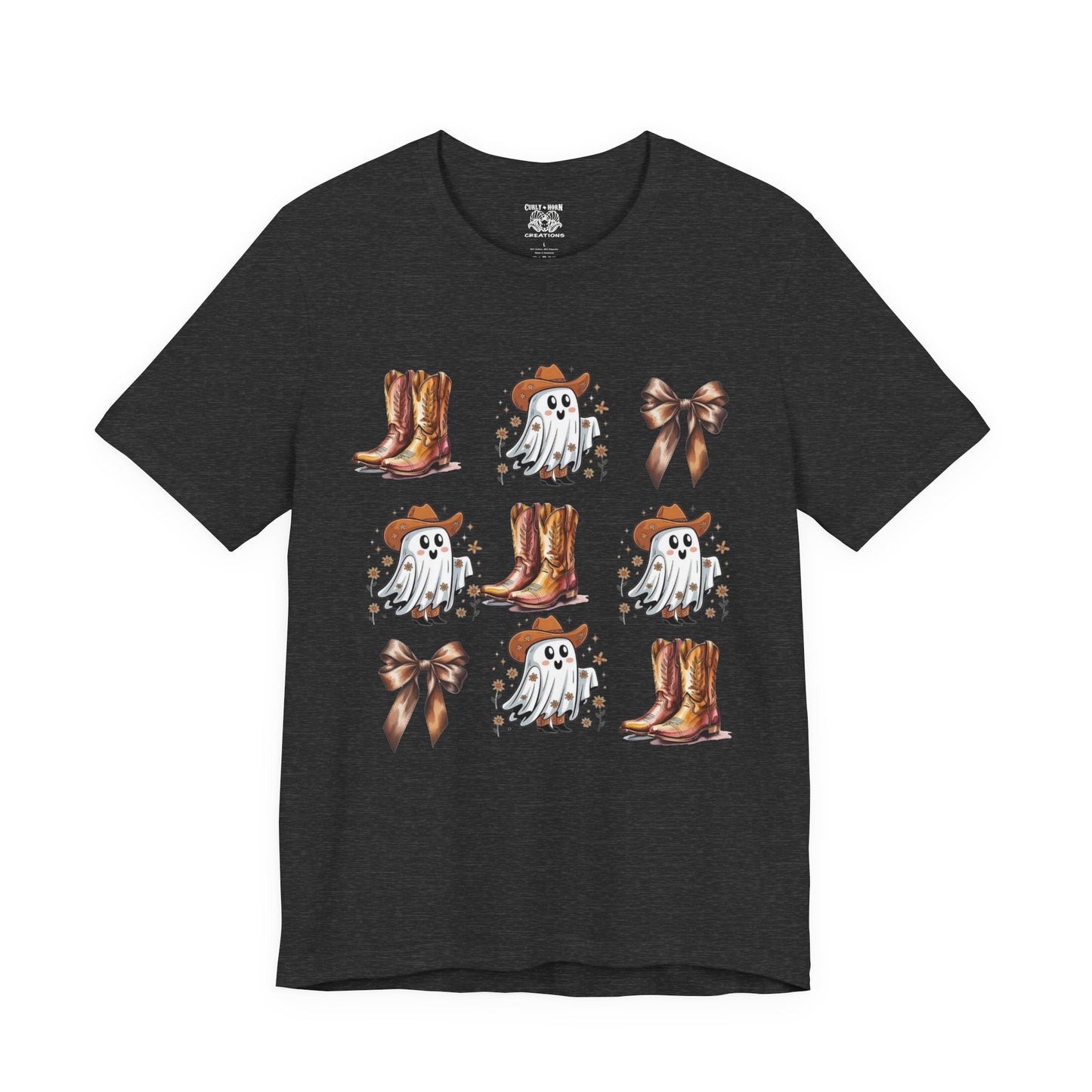 Ghostly Cowboy Tee, Fun Unisex Tee, Halloween Shirt, Country Style Tee, Ghosts and Boots Design, Casual Wear