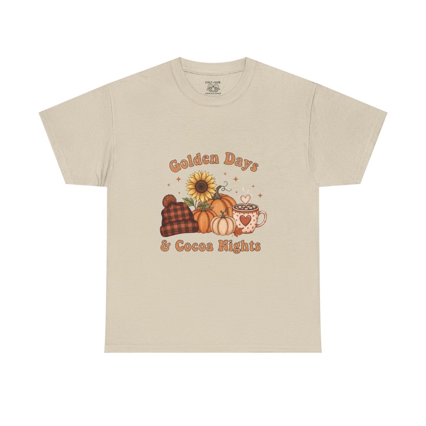 Autumn Vibes Tee - Golden Days & Cocoa Nights, Cozy Fall Shirt, Pumpkin Spice Tee, Harvest Celebration Top, Cute Graphic Tee