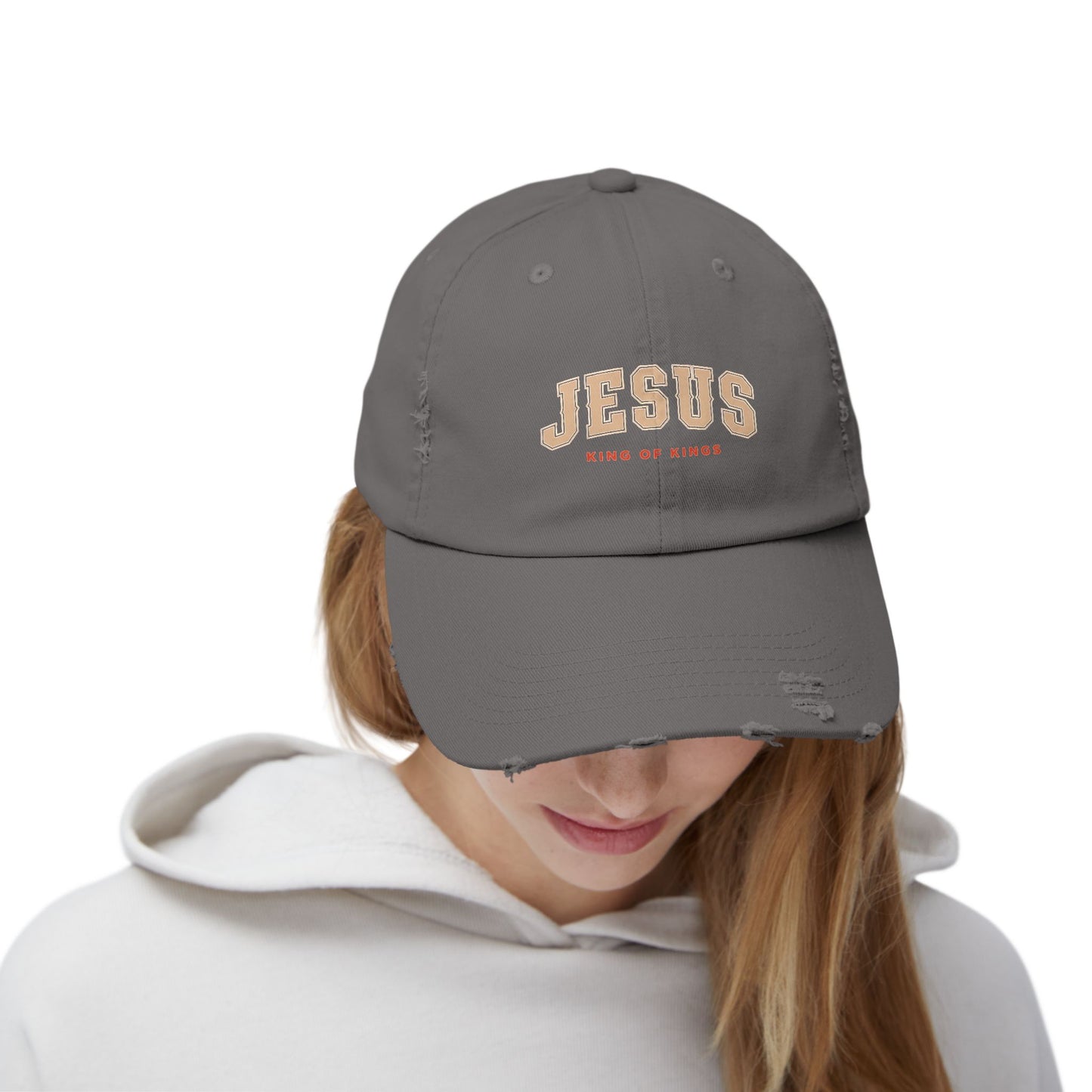 Unisex Distressed Cap - Jesus King of Kings Hat, Vintage Christian Hat, Casual Faith Cap, Inspirational Gift, Everyday Wear