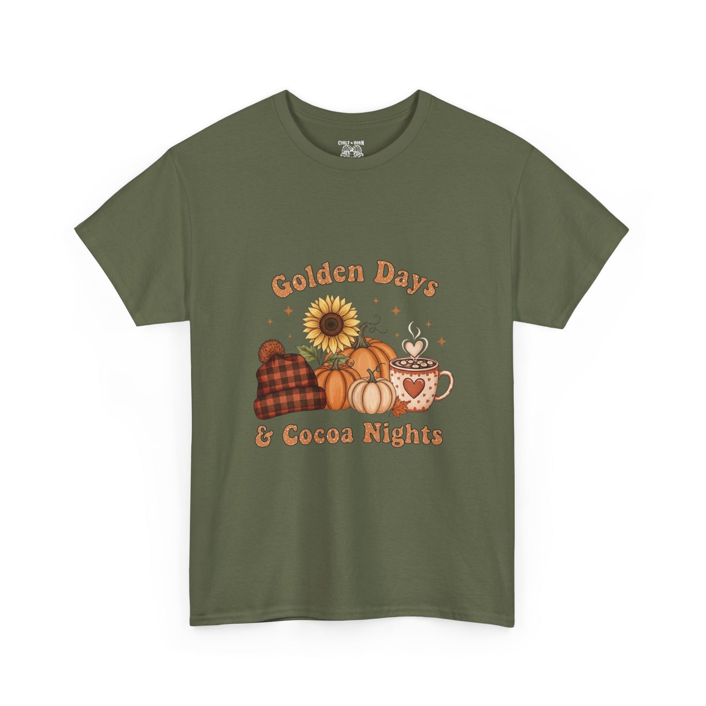 Autumn Vibes Tee - Golden Days & Cocoa Nights, Cozy Fall Shirt, Pumpkin Spice Tee, Harvest Celebration Top, Cute Graphic Tee