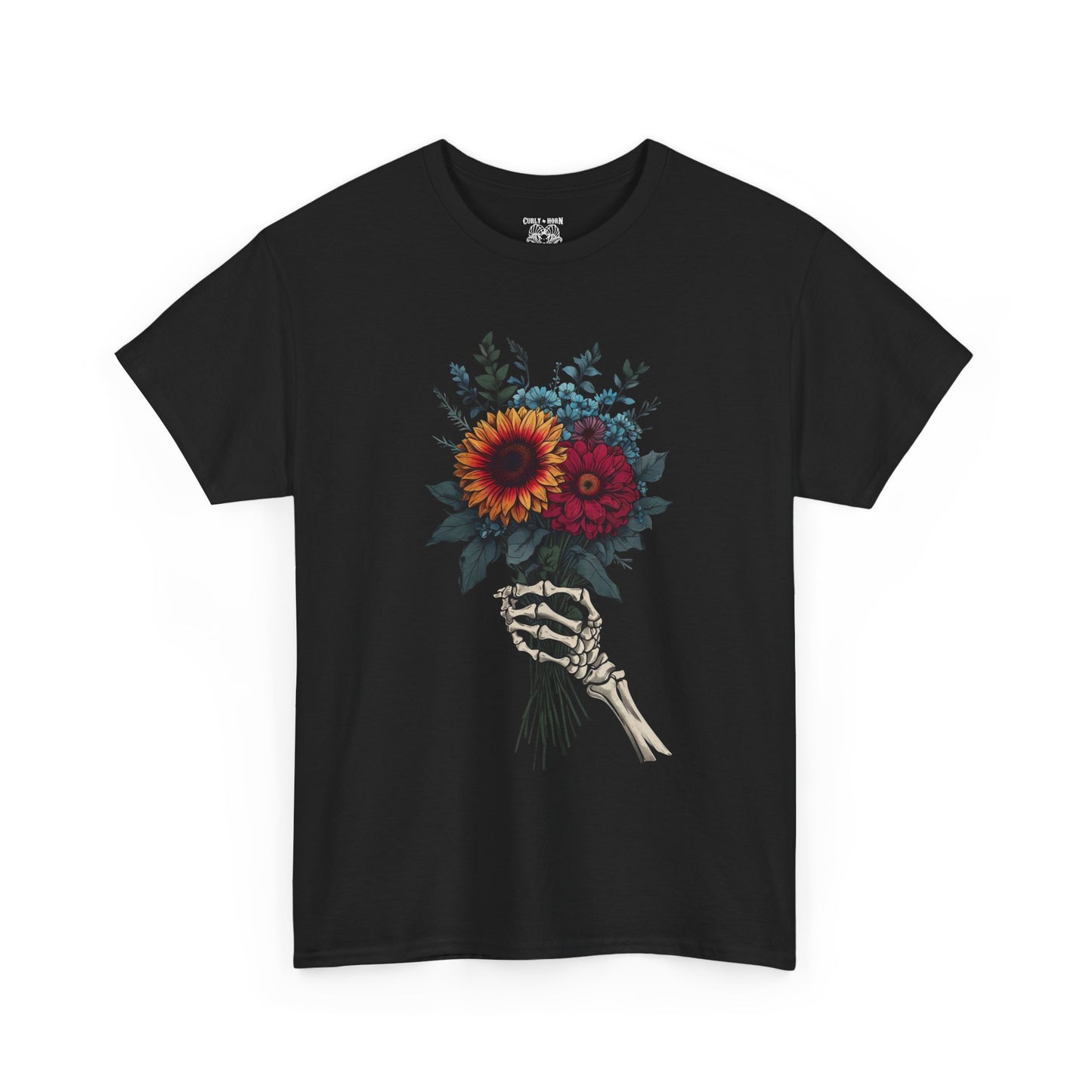 Gothic Floral Tee, Skeleton Hand Tee, Unisex Graphic Shirt, Halloween Apparel, Alternative Fashion T-Shirt