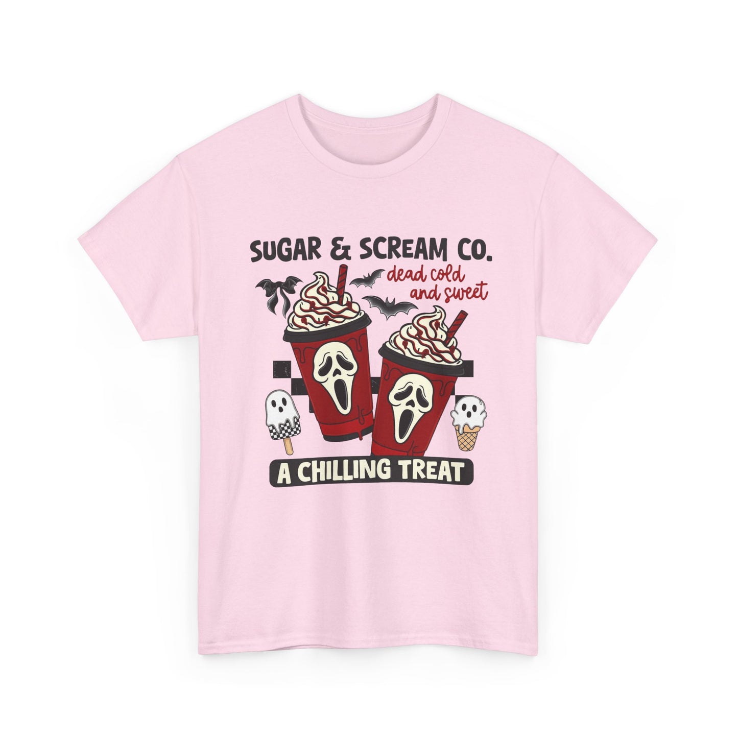 Sugar & Scream Co. Unisex Tee - A Chilling Treat, Halloween T-Shirt, Cute Cafe Shirt, Ghostly Graphic Tee, Sweet Treats Apparel