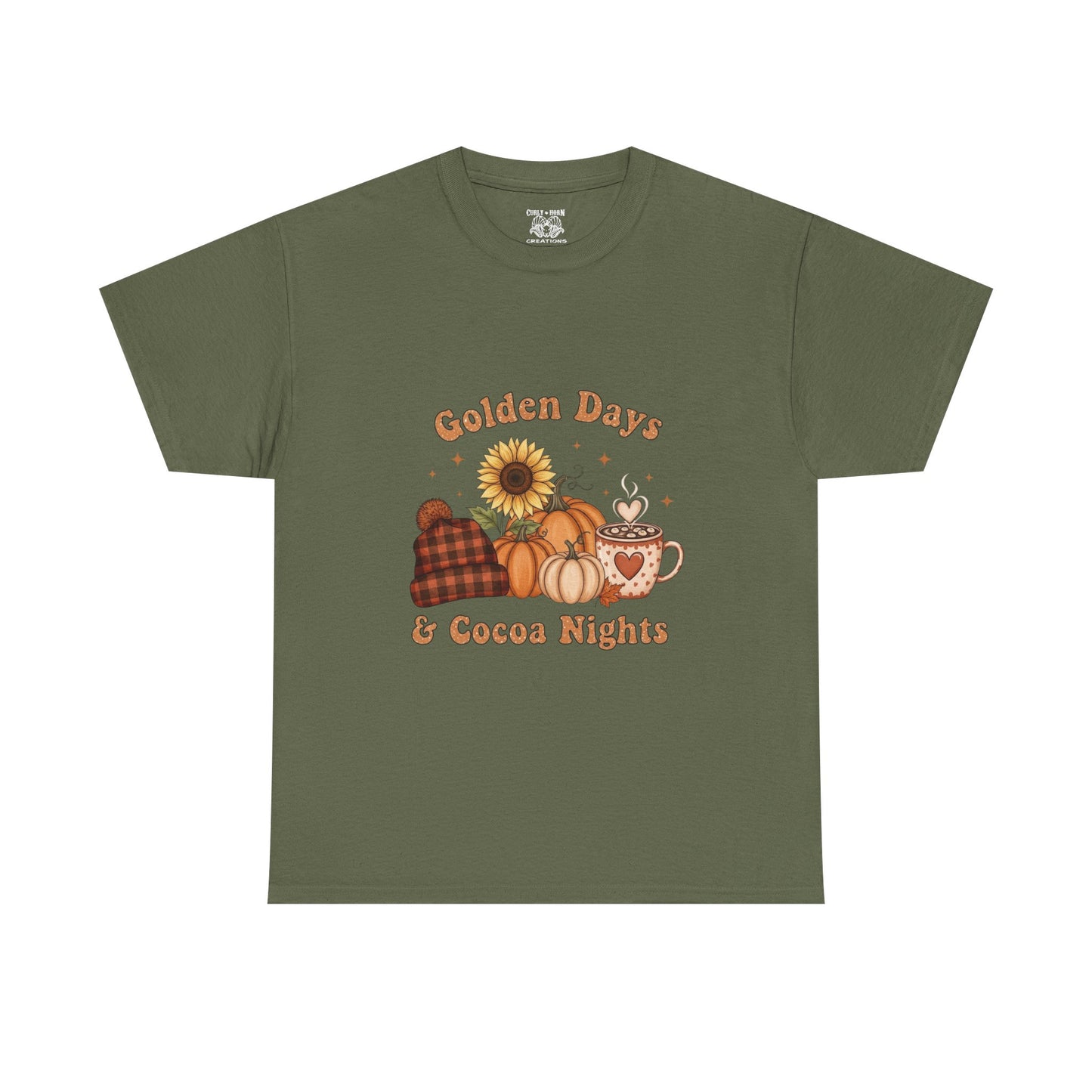 Autumn Vibes Tee - Golden Days & Cocoa Nights, Cozy Fall Shirt, Pumpkin Spice Tee, Harvest Celebration Top, Cute Graphic Tee