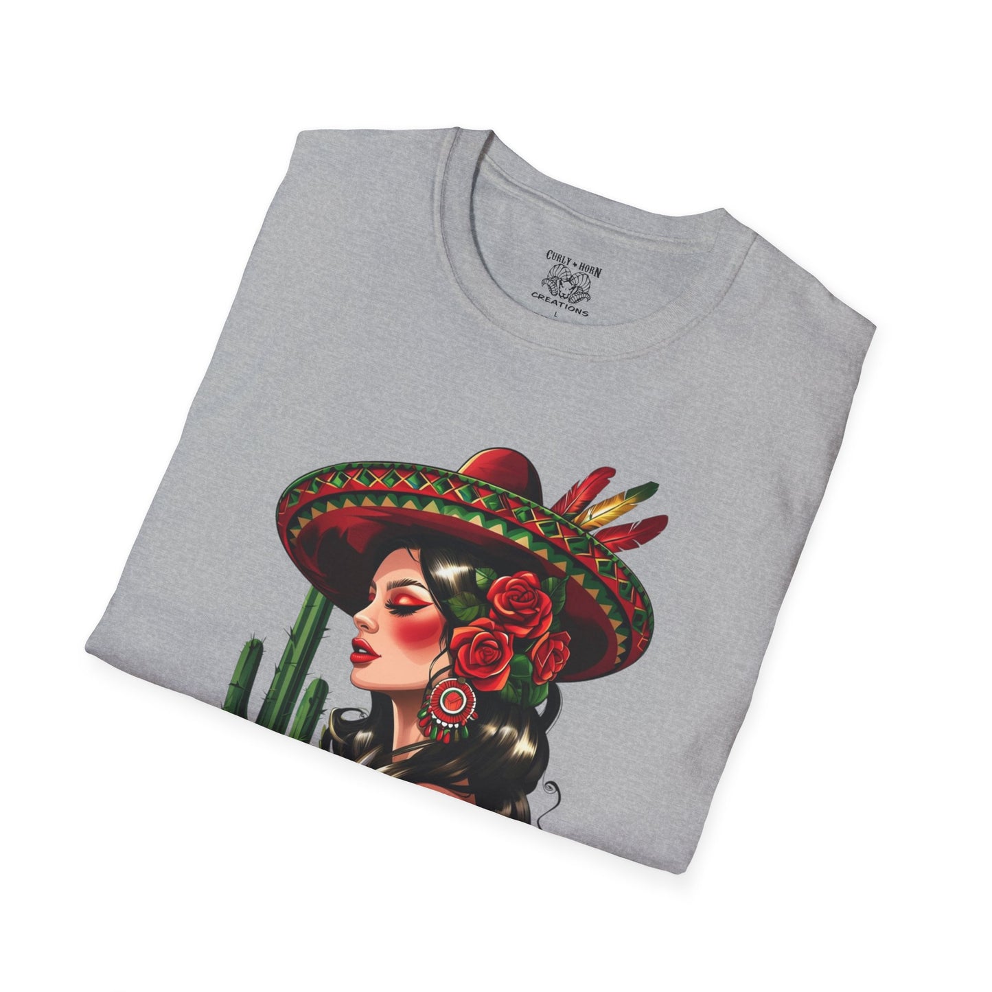 Mexican Woman Design Unisex T-Shirt, Celebrate Mexican Culture, Great for Festivals, Cinco de Mayo, Gift for Her