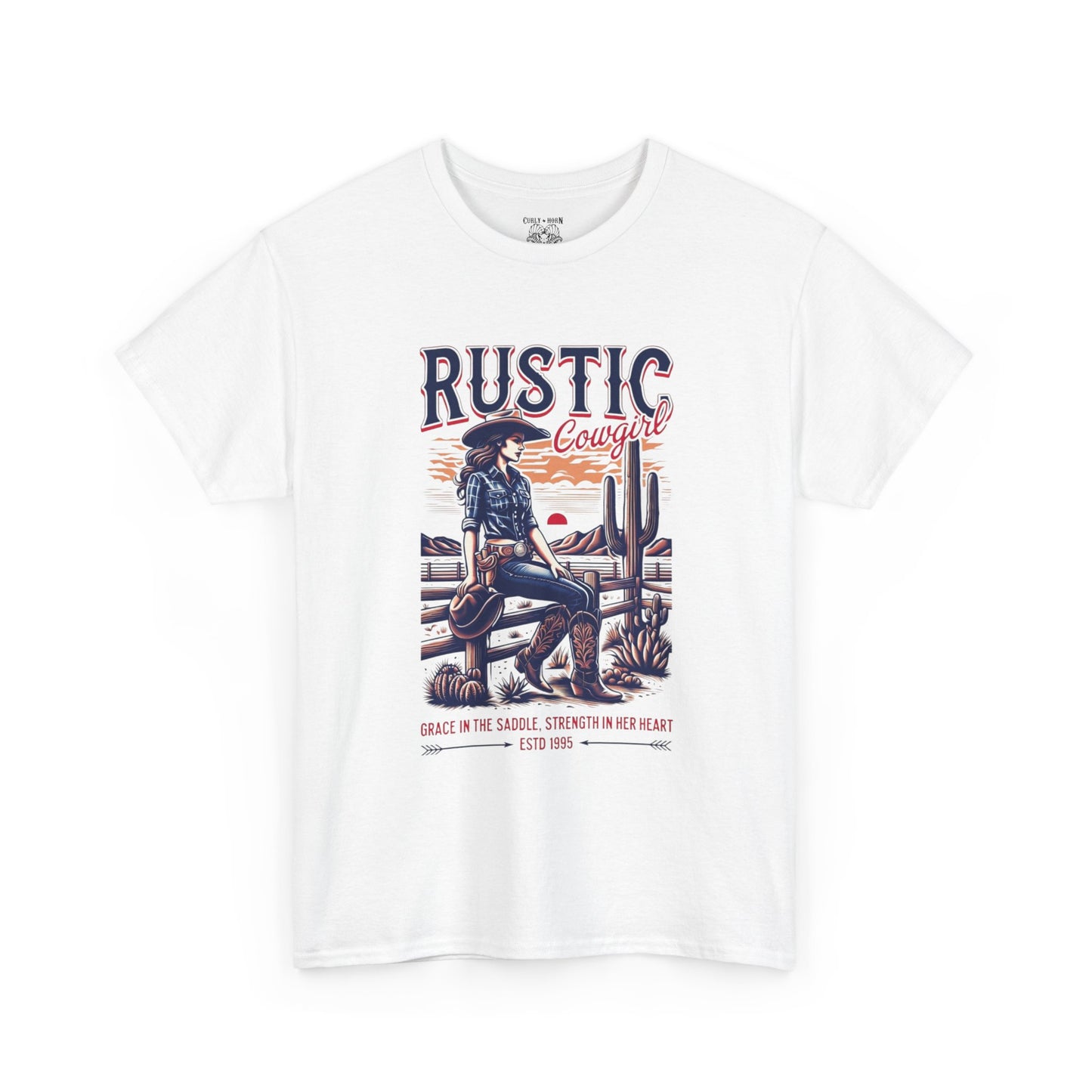 Rustic Cowgirl Unisex Heavy Cotton Tee, Western Style Shirt, Country Vintage Tee, Men's Graphic T-Shirt, Gift for Cowboy Lovers