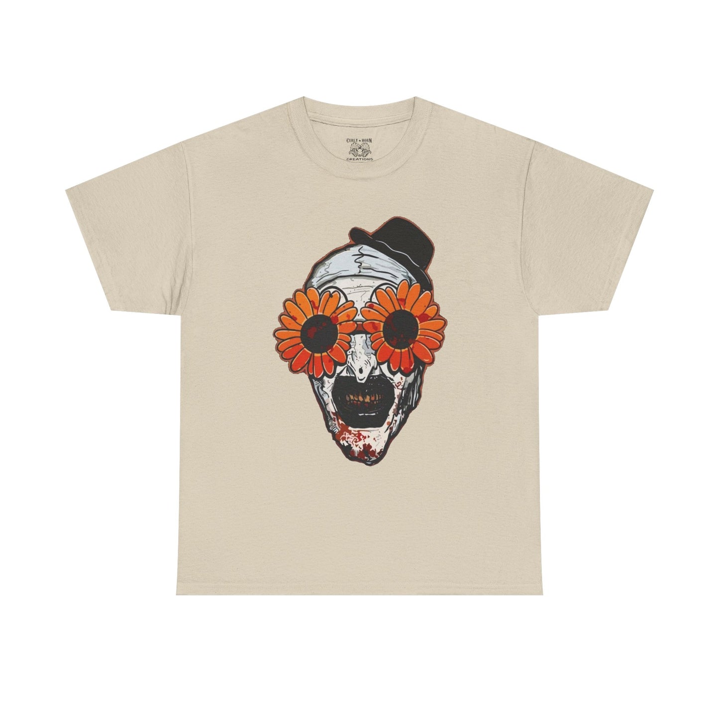 Terrifier Skull Tee with Floral Glasses, Unisex Cotton Shirt, Trendy Graphic T-Shirt, Quirky Casual Wear, Unique Gift for Him or Her