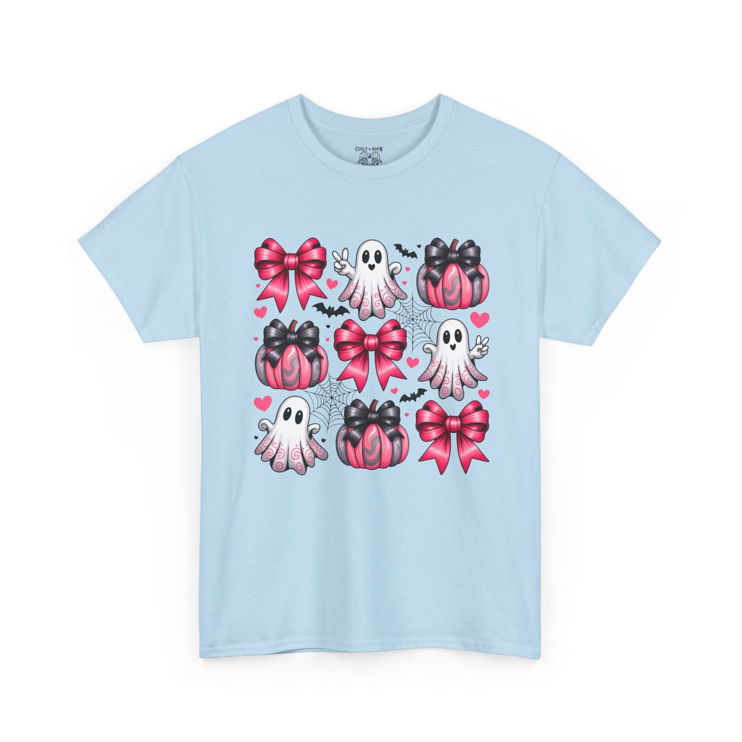 Cute Ghosts & Bows Tee, Halloween Shirt, Unisex Fun Fashion, Gift for Kids and Teens, Spooky Vibes, Holiday Apparel