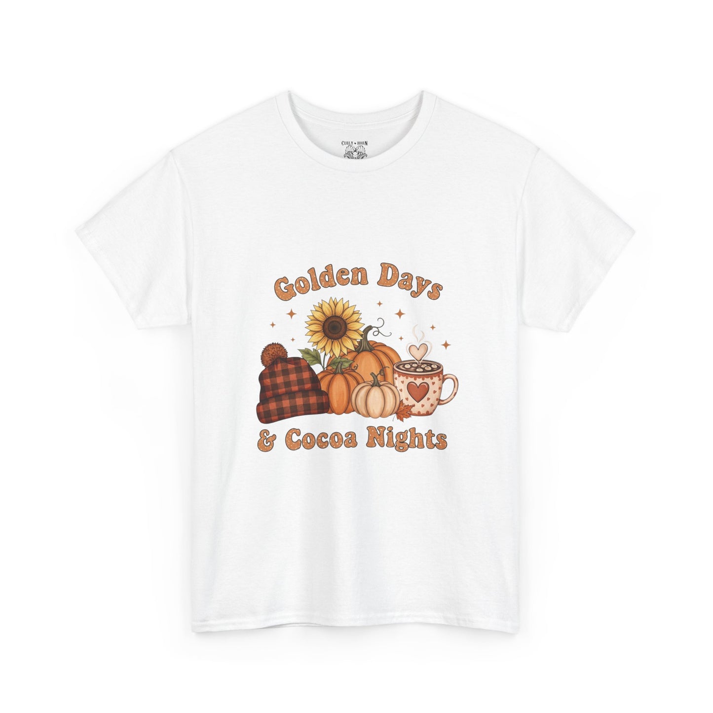 Autumn Vibes Tee - Golden Days & Cocoa Nights, Cozy Fall Shirt, Pumpkin Spice Tee, Harvest Celebration Top, Cute Graphic Tee