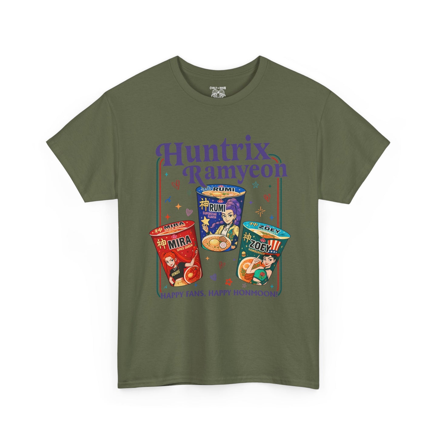 Huntrix Demon Hunter Unisex Heavy Cotton Tee, Fun Casual Wear, Perfect for Food Lovers, Gift for Friends, Anime Lovers Tee