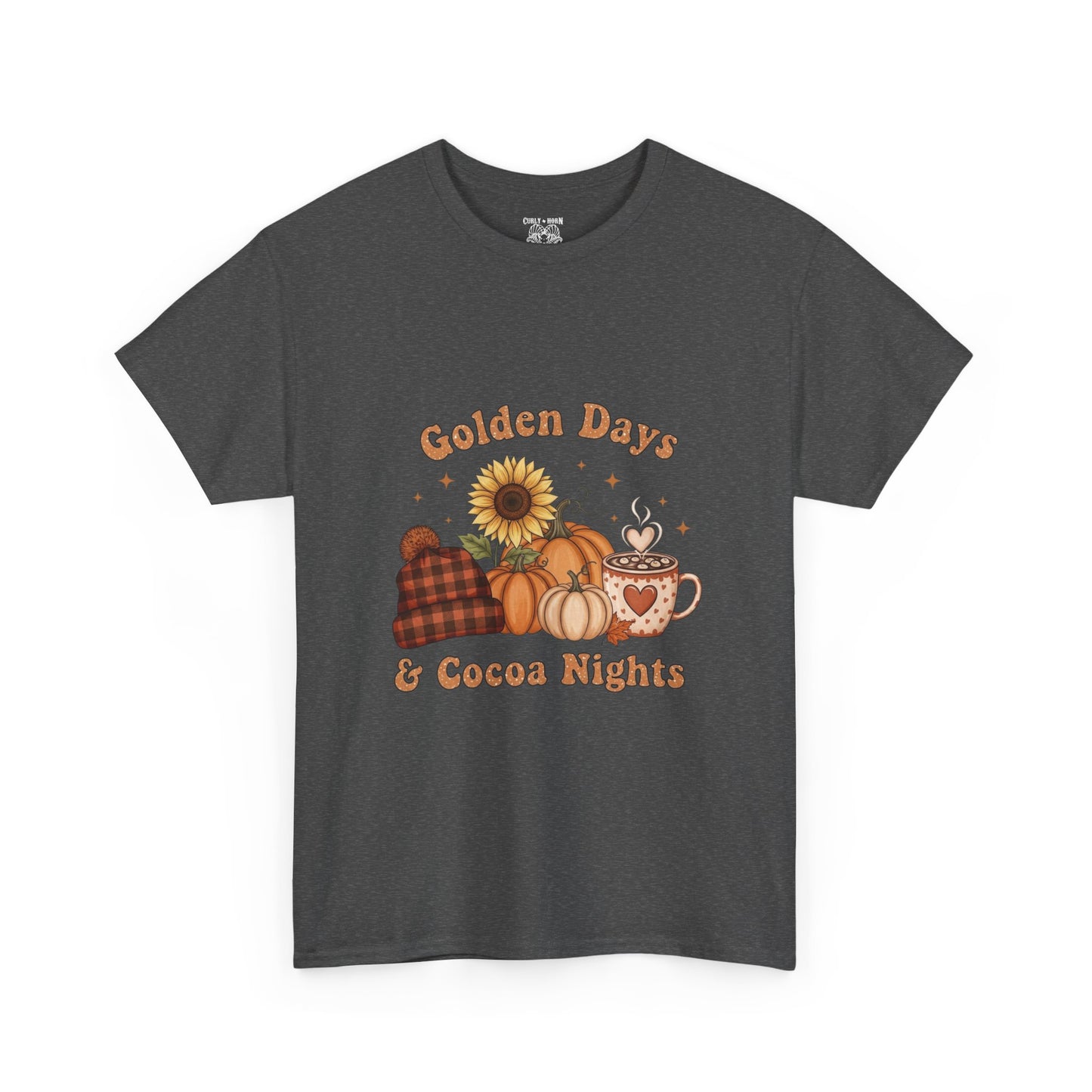 Autumn Vibes Tee - Golden Days & Cocoa Nights, Cozy Fall Shirt, Pumpkin Spice Tee, Harvest Celebration Top, Cute Graphic Tee