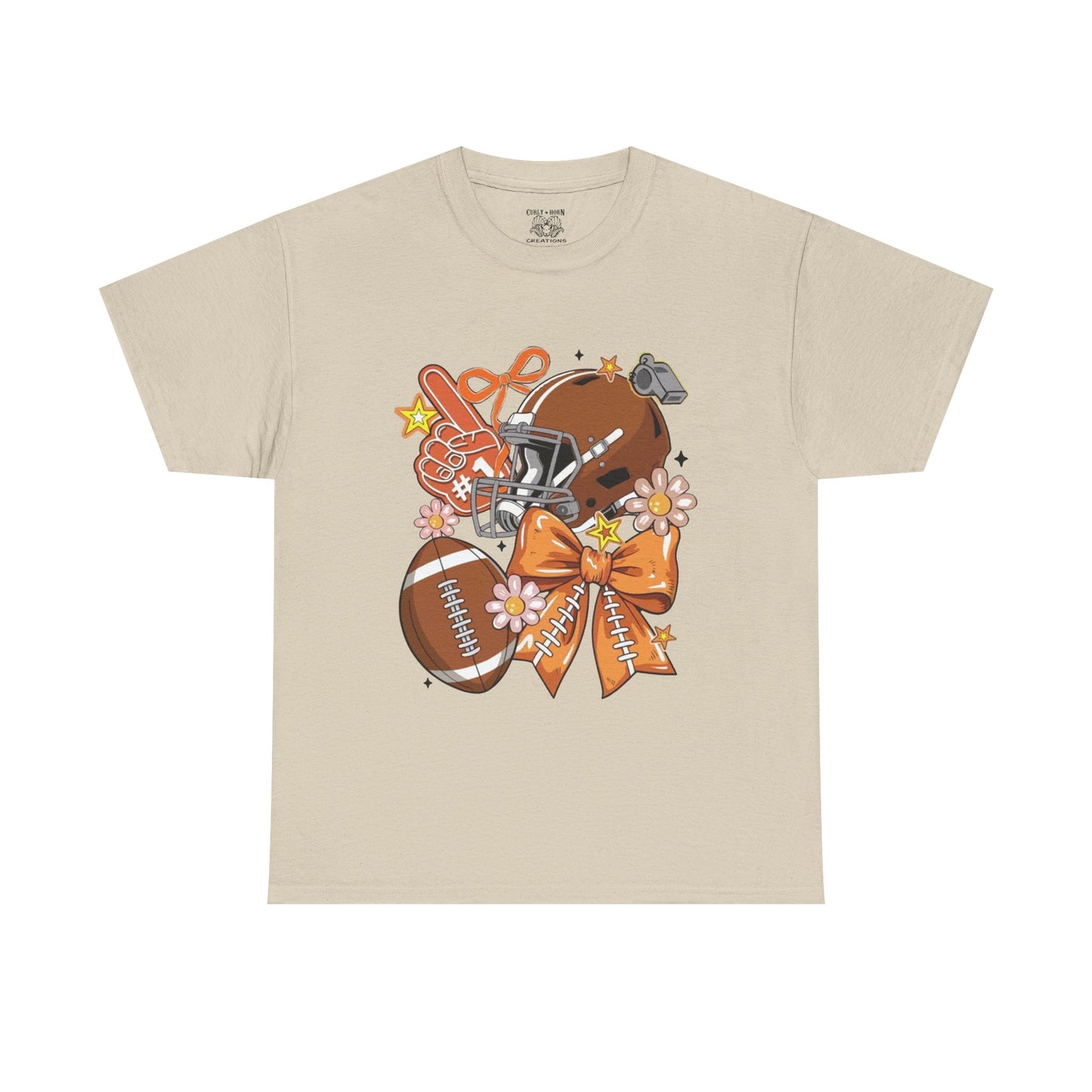 Football Floral Unisex Heavy Cotton Tee, Fall Game Day Shirt, Sports Fan Apparel, Tailgate Outfit, Gift for Her