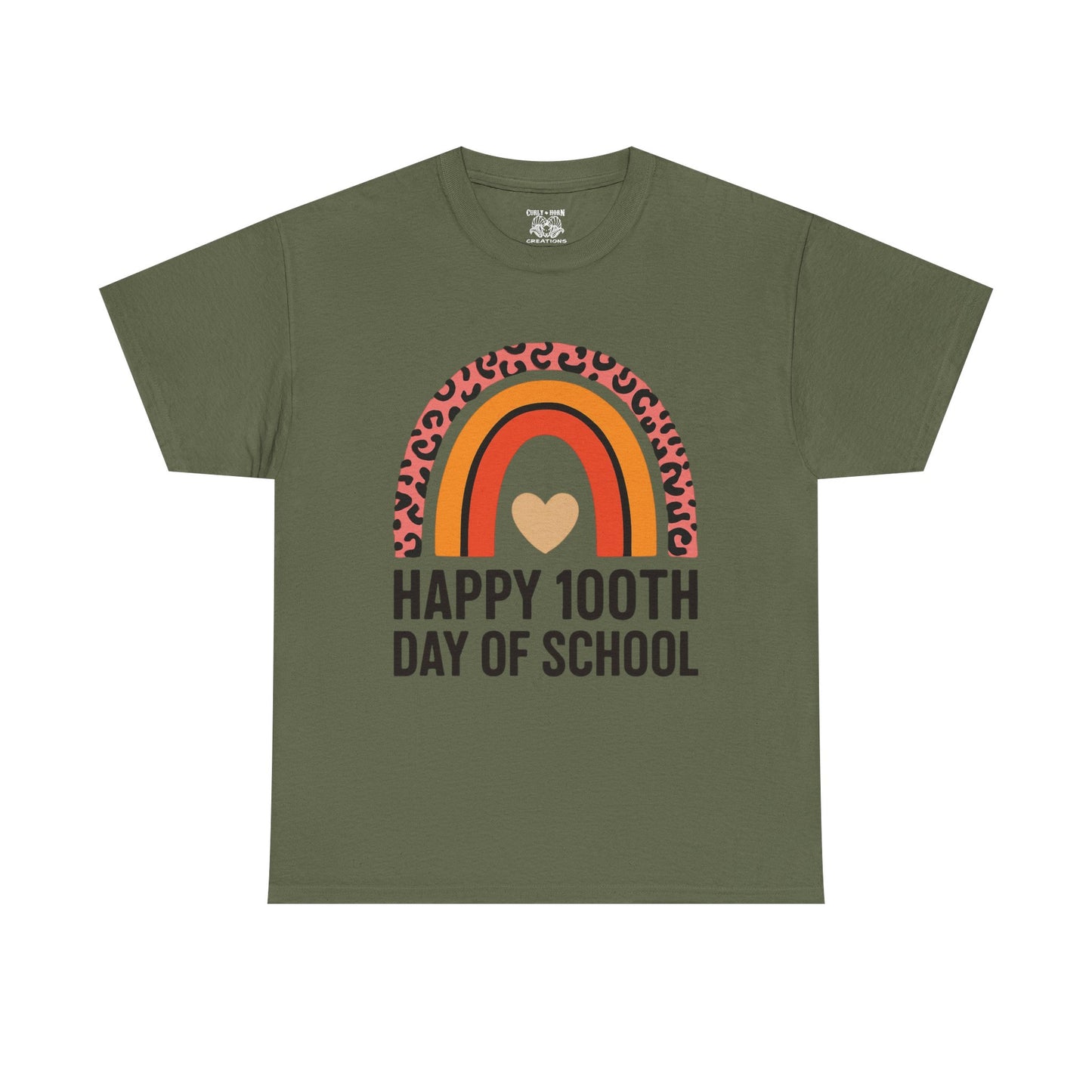 Colorful Rainbow 100th Day of School T-Shirt, School Spirit Tee, Teacher Gift, Milestone Celebration Shirt, Kids Unisex Cotton Tee