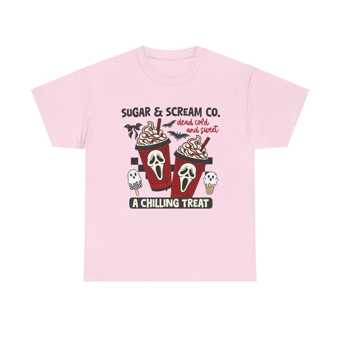 Sugar & Scream Co. Unisex Tee - A Chilling Treat, Halloween T-Shirt, Cute Cafe Shirt, Ghostly Graphic Tee, Sweet Treats Apparel