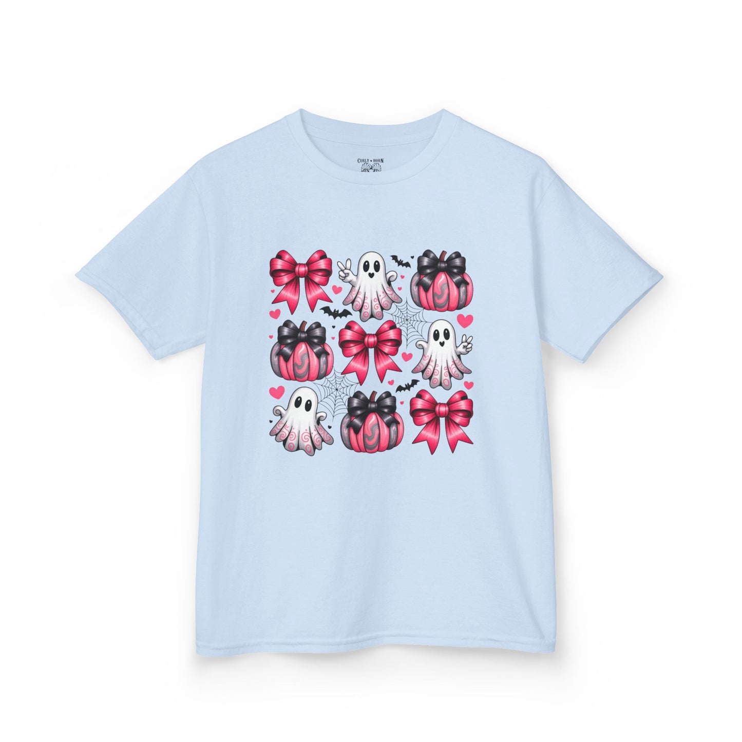 Cute Ghosts & Bows Kids Tee, Halloween Shirt, Gift for Kids, Spooky Season Apparel, Fun Ghost T-Shirt