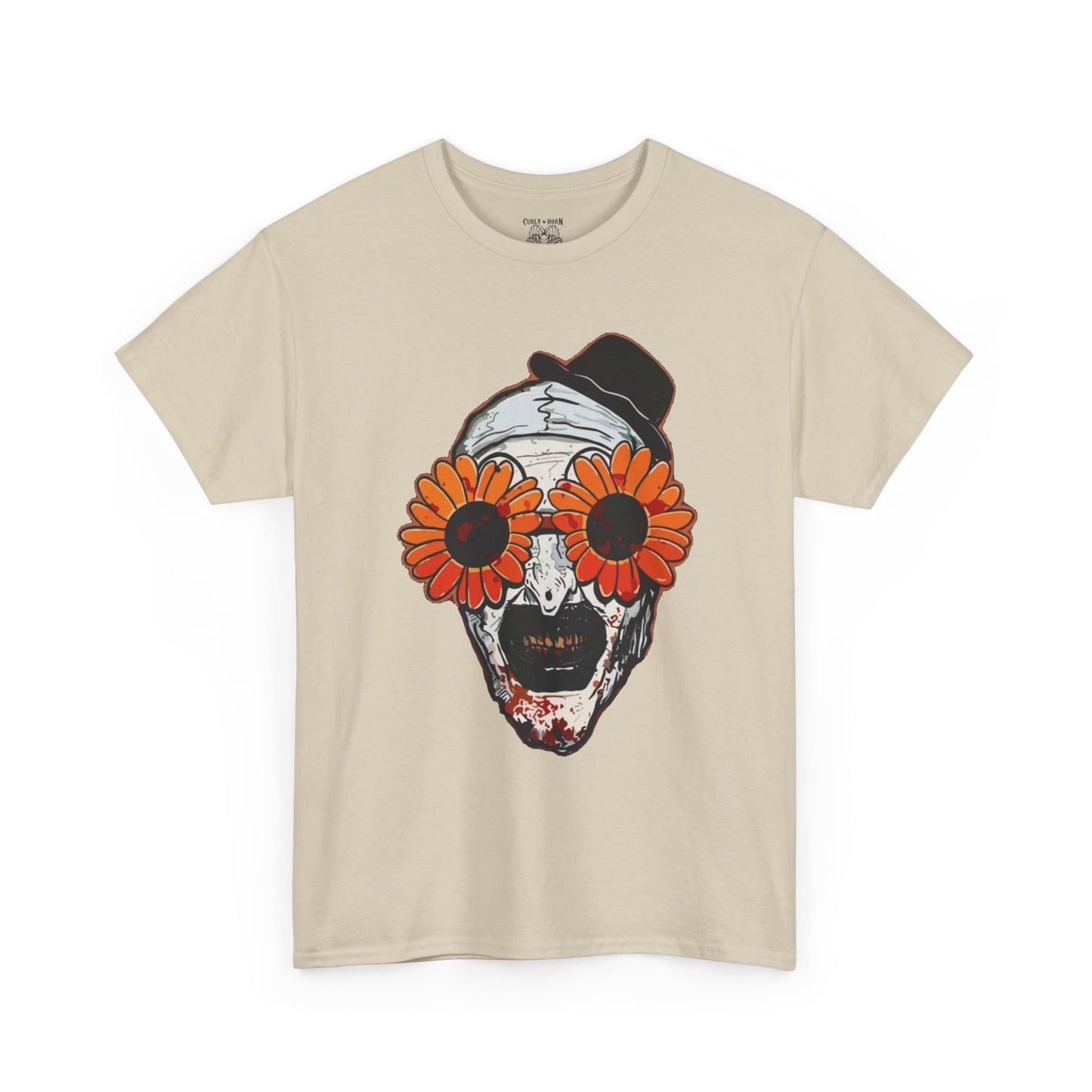 Terrifier Skull Tee with Floral Glasses, Unisex Cotton Shirt, Trendy Graphic T-Shirt, Quirky Casual Wear, Unique Gift for Him or Her