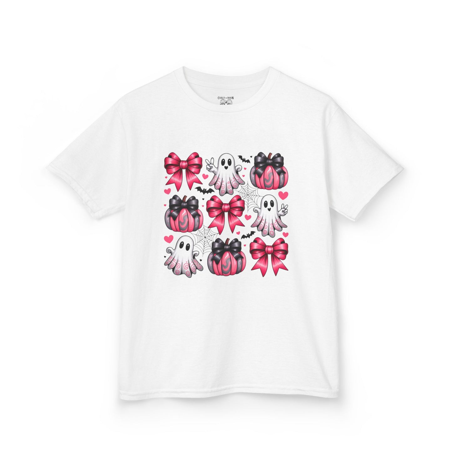 Cute Ghosts & Bows Kids Tee, Halloween Shirt, Gift for Kids, Spooky Season Apparel, Fun Ghost T-Shirt