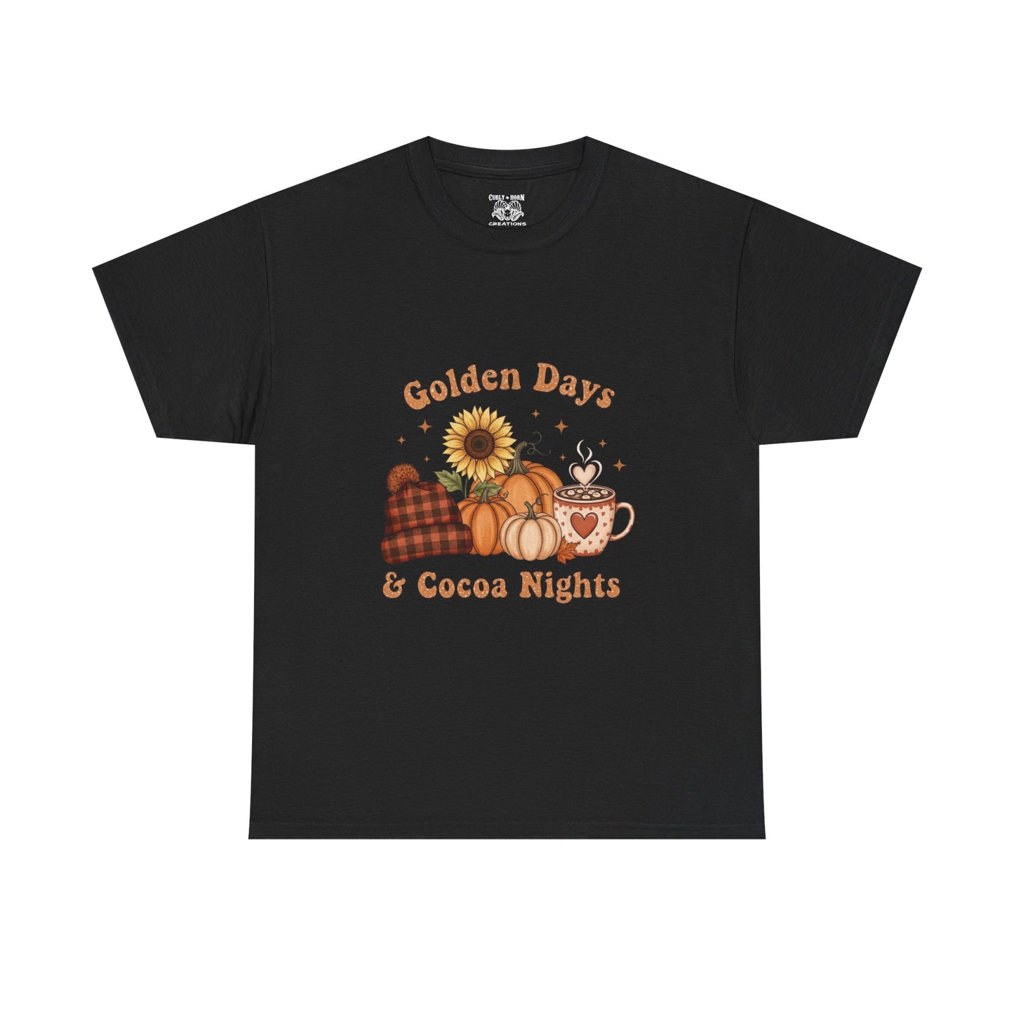 Autumn Vibes Tee - Golden Days & Cocoa Nights, Cozy Fall Shirt, Pumpkin Spice Tee, Harvest Celebration Top, Cute Graphic Tee