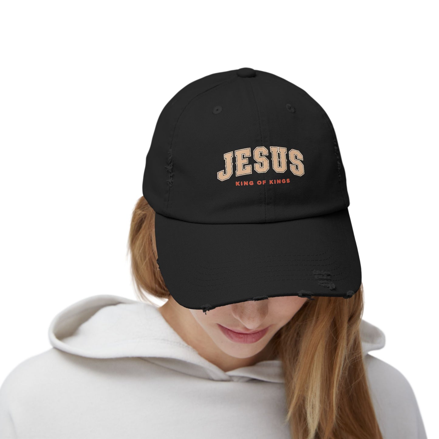 Unisex Distressed Cap - Jesus King of Kings Hat, Vintage Christian Hat, Casual Faith Cap, Inspirational Gift, Everyday Wear