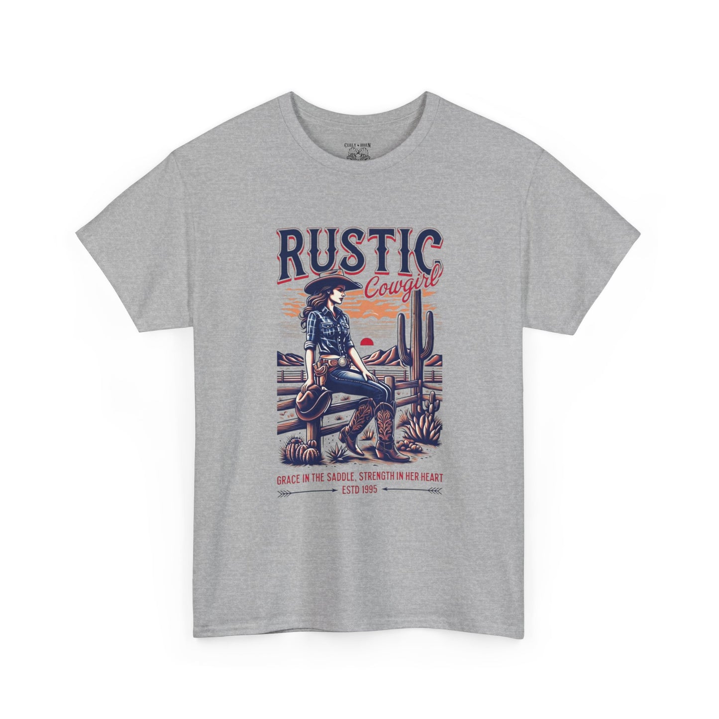 Rustic Cowgirl Unisex Heavy Cotton Tee, Western Style Shirt, Country Vintage Tee, Men's Graphic T-Shirt, Gift for Cowboy Lovers