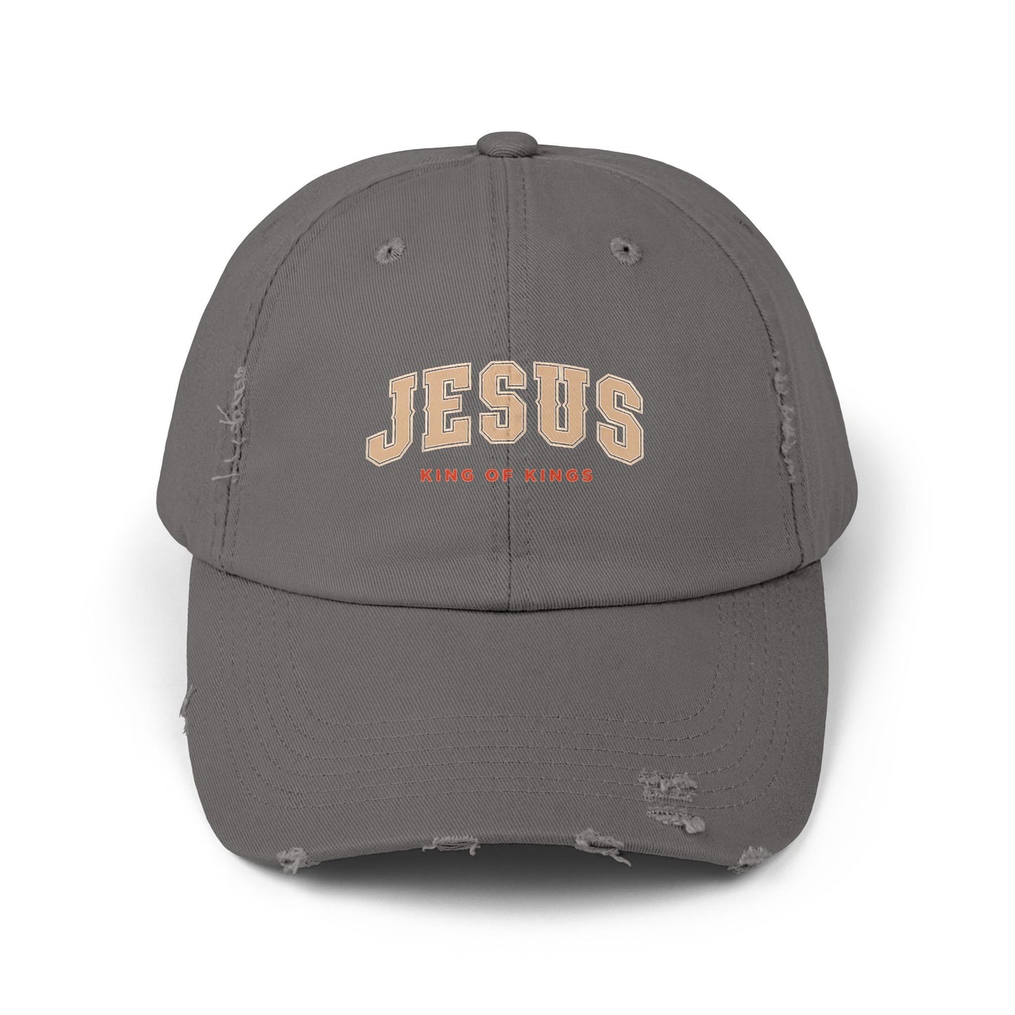 Unisex Distressed Cap - Jesus King of Kings Hat, Vintage Christian Hat, Casual Faith Cap, Inspirational Gift, Everyday Wear