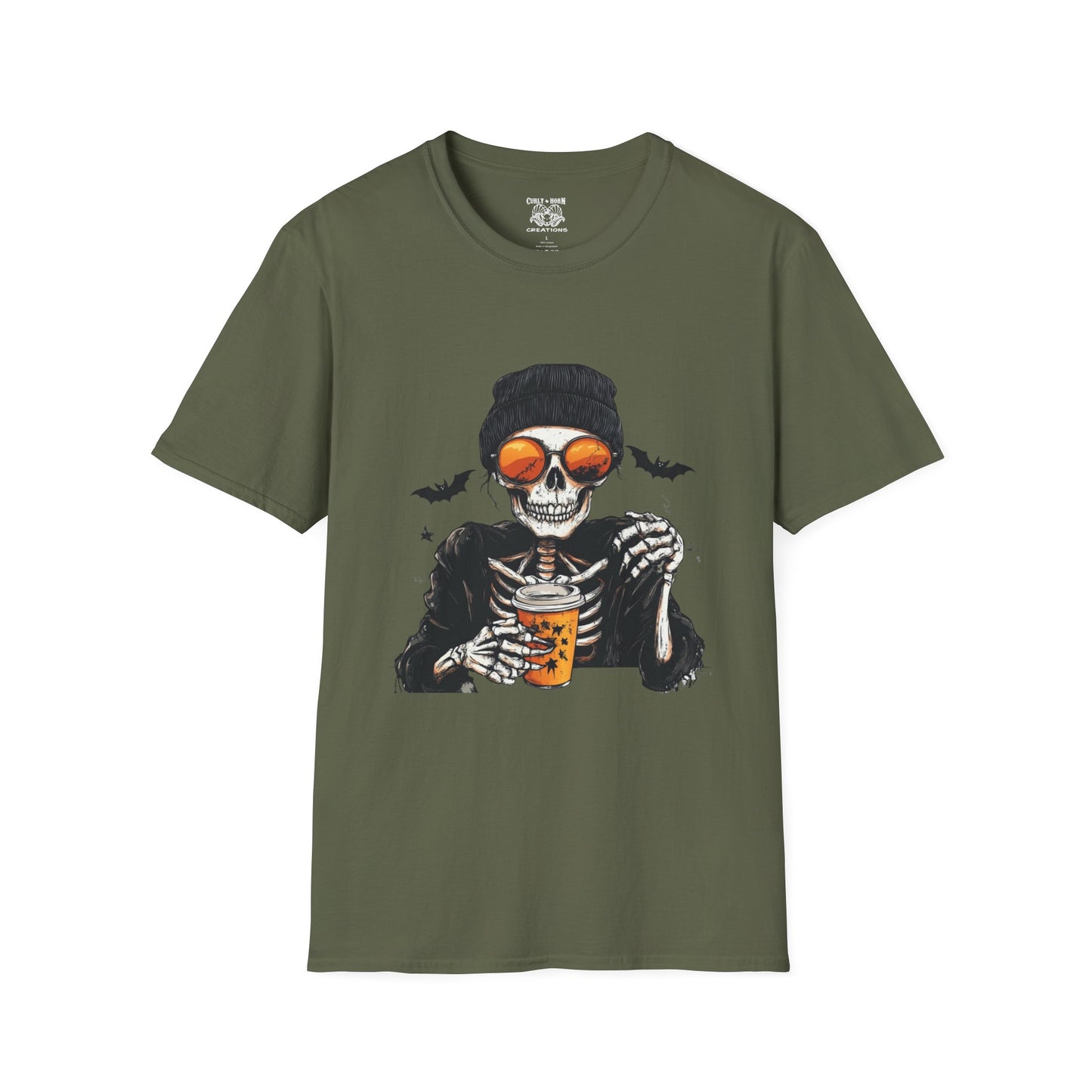 Chill Skeleton Tee - Unisex Softstyle T-Shirt, Halloween Costume, Casual Wear, Trendy Graphic Tee, Unique Gift Idea