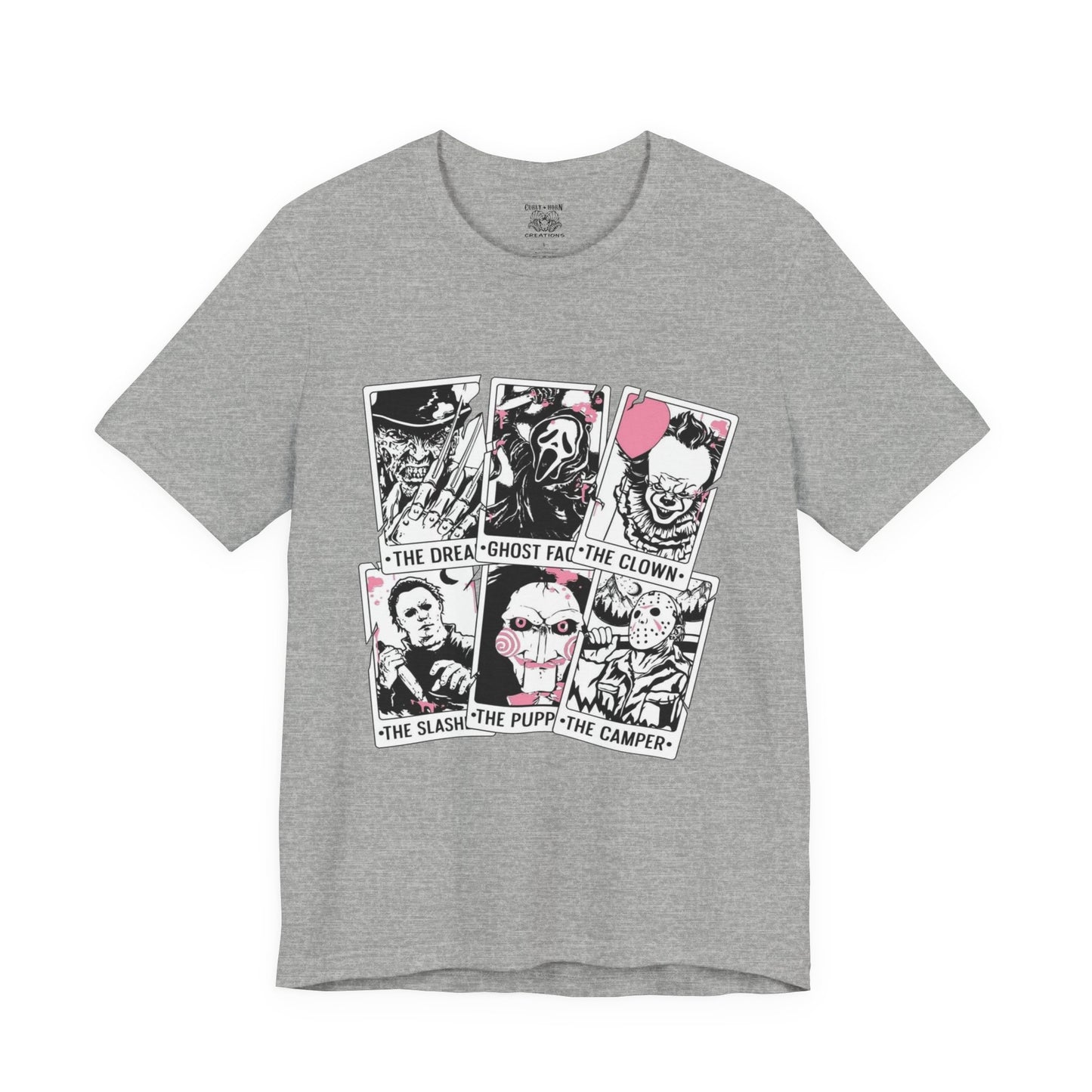 Horror Vibes Graphic Tee, Unisex Short Sleeve Shirt, Perfect for Halloween, Movie Night, Gift for Horror Fans, Casual Wear
