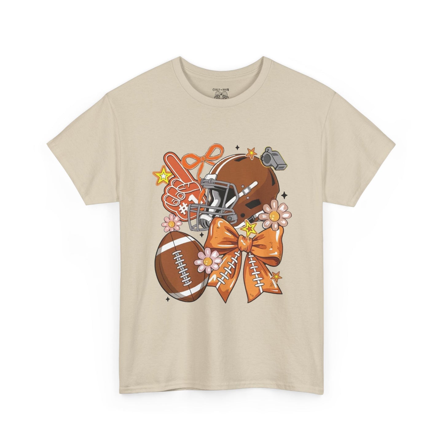 Football Floral Unisex Heavy Cotton Tee, Fall Game Day Shirt, Sports Fan Apparel, Tailgate Outfit, Gift for Her