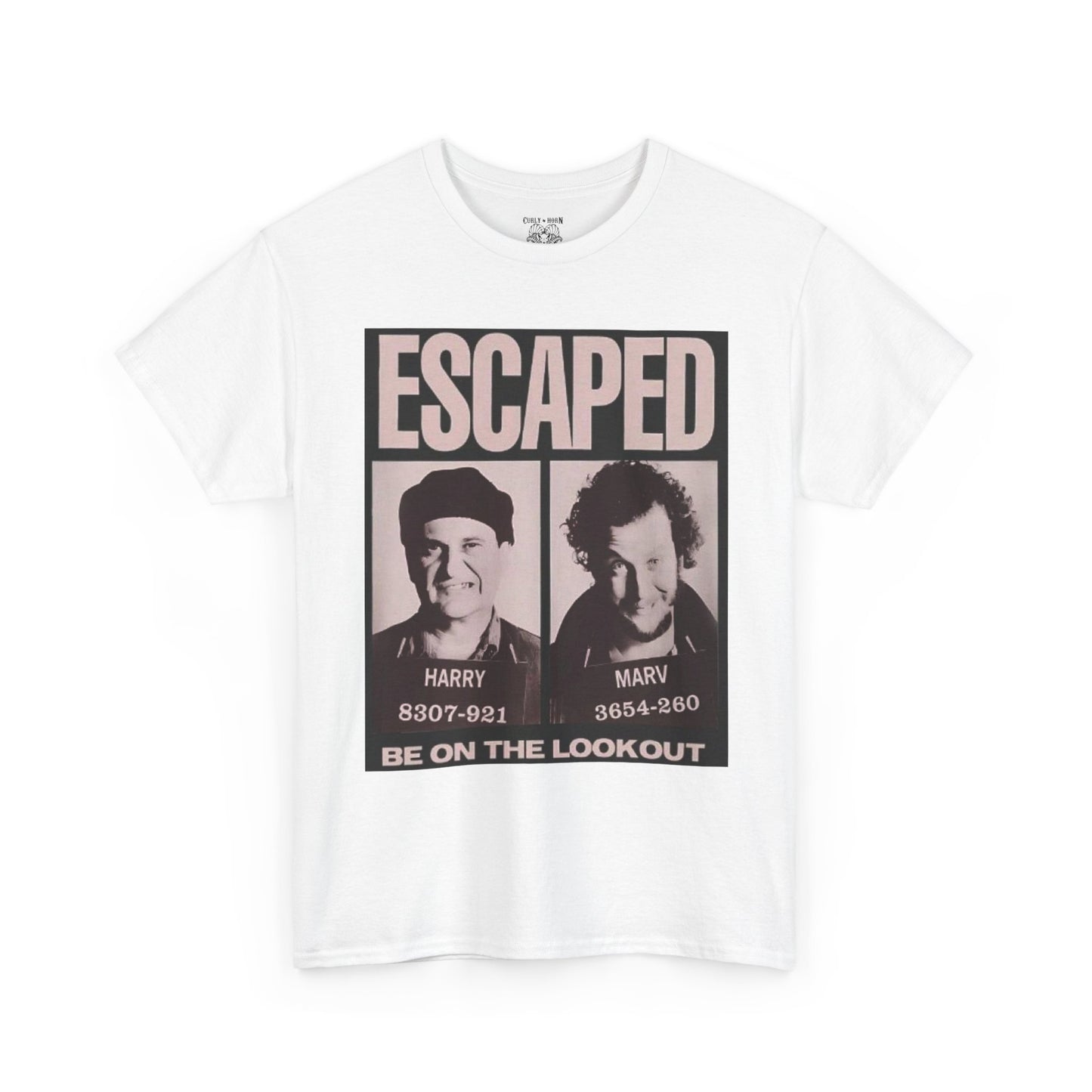 Escaped Mugshot Home Alone Unisex Heavy Cotton Tee | Fun Gift for Fans, Casual Wear, Novelty Tee, Humor Shirt, Movie Lovers