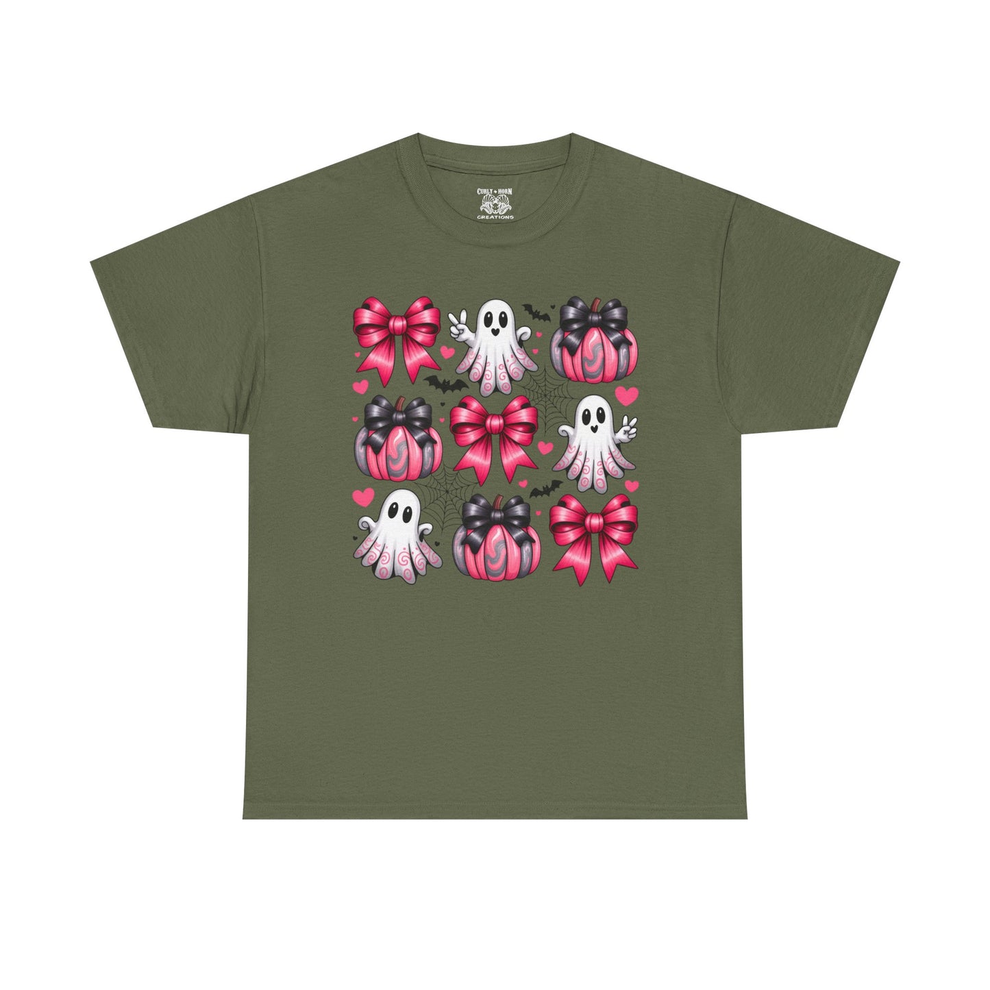 Cute Ghosts & Bows Tee, Halloween Shirt, Unisex Fun Fashion, Gift for Kids and Teens, Spooky Vibes, Holiday Apparel