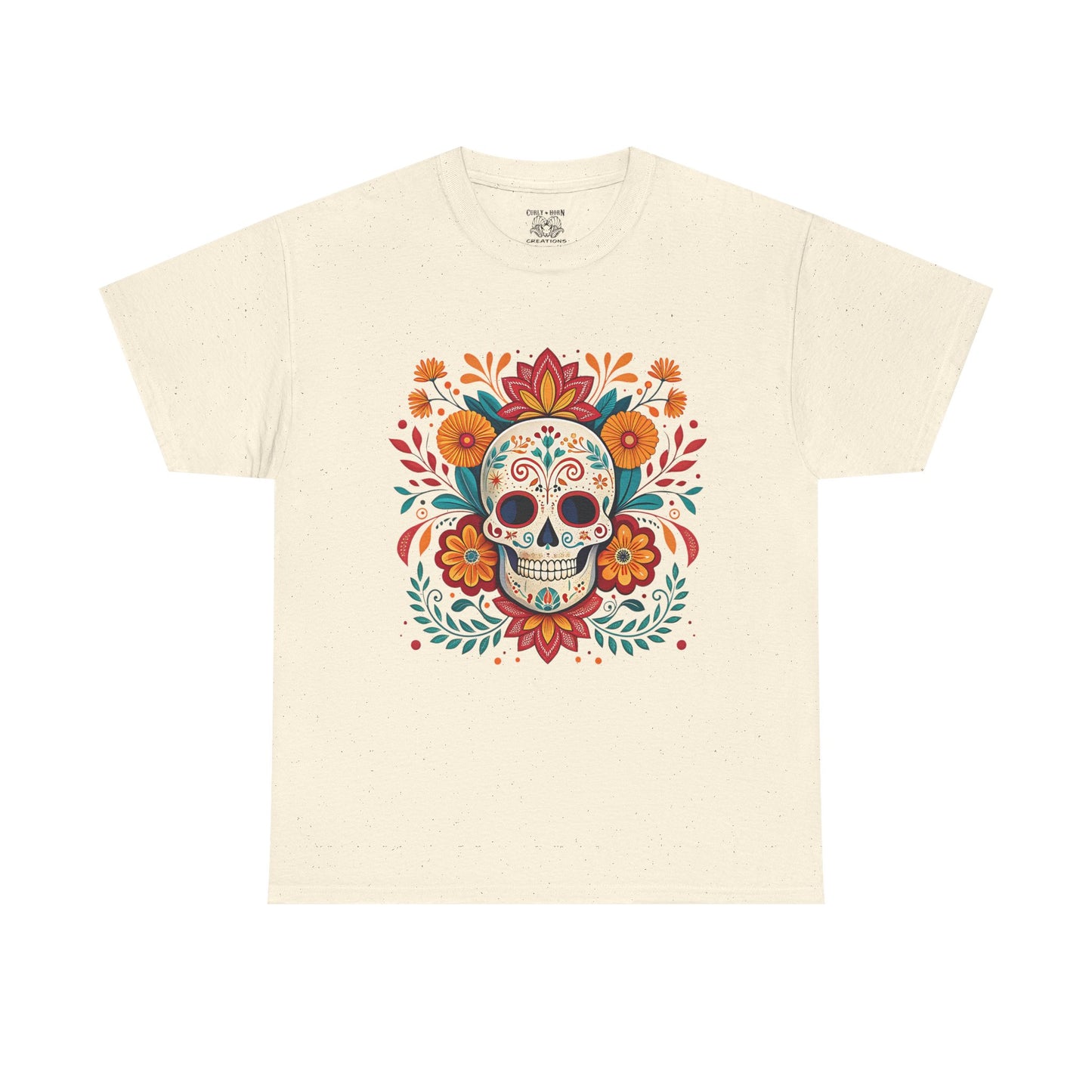 Colorful Skull Floral Tee, Day of the Dead Shirt, Unisex Graphic Tee, Casual Wear, Gift for Halloween, Festival Attire