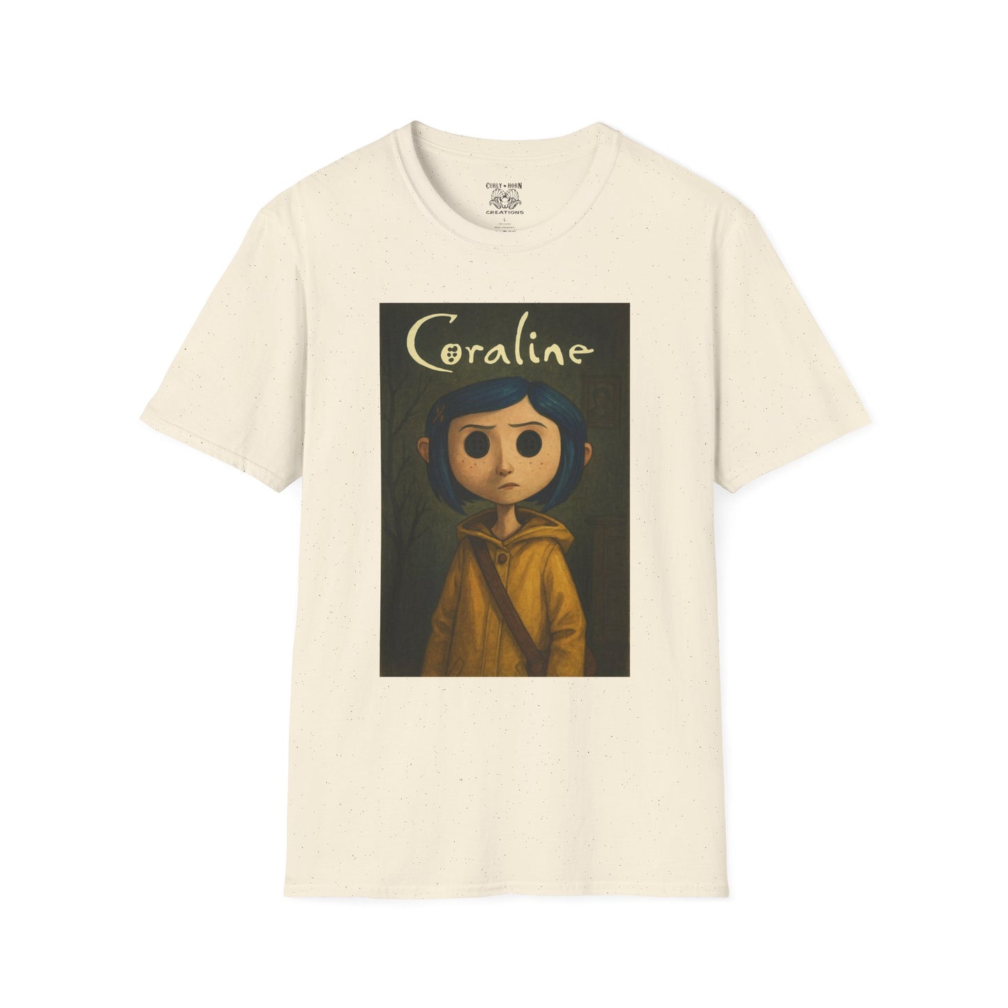 Coraline-Inspired Unisex Softstyle T-Shirt, Cute Graphic Tee, Movie Merch, Unique Gift, Retro Style, Horror Fans, Birthday Present