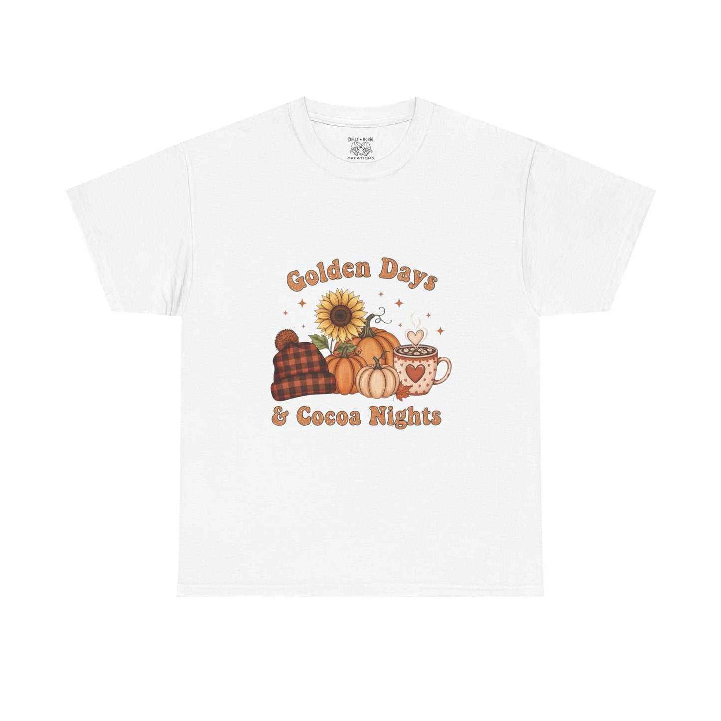 Autumn Vibes Tee - Golden Days & Cocoa Nights, Cozy Fall Shirt, Pumpkin Spice Tee, Harvest Celebration Top, Cute Graphic Tee